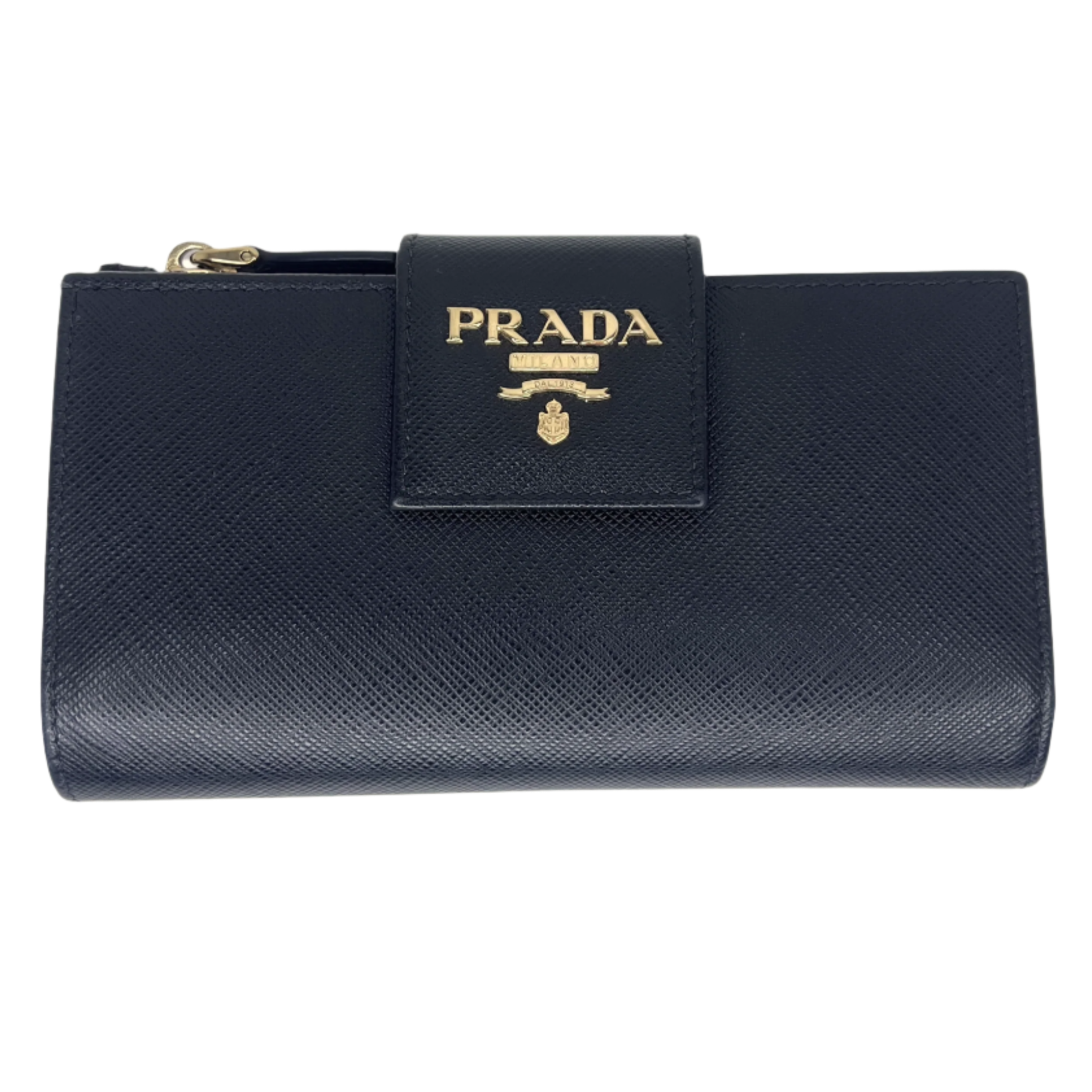 Prada Saffiano Metal Leather Continental Wallet Black
