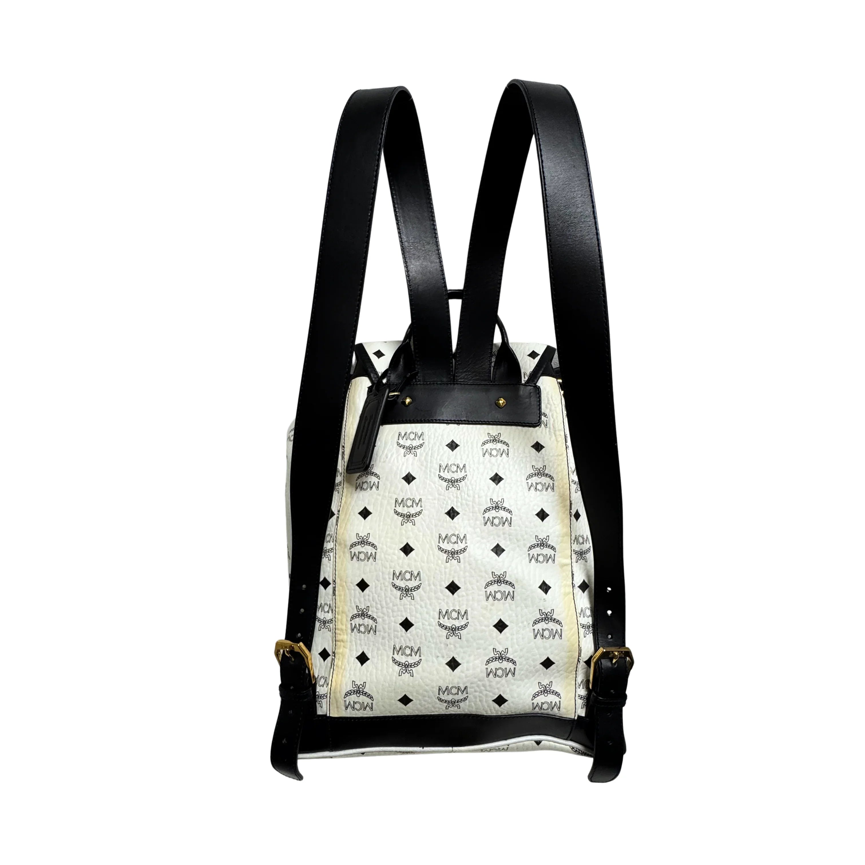 MCM Heritage Drawstring Backpack White
