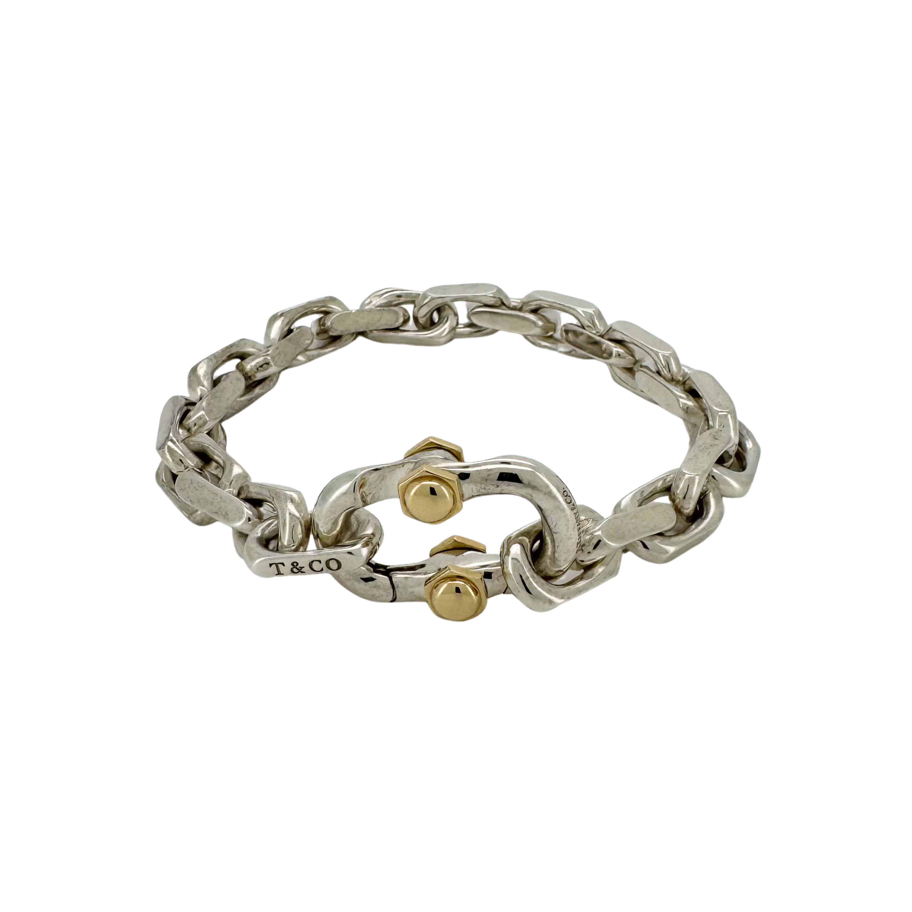 Tiffany & Co Makers Wide Chain Bracelet in Sterling Silver & 18k Gold