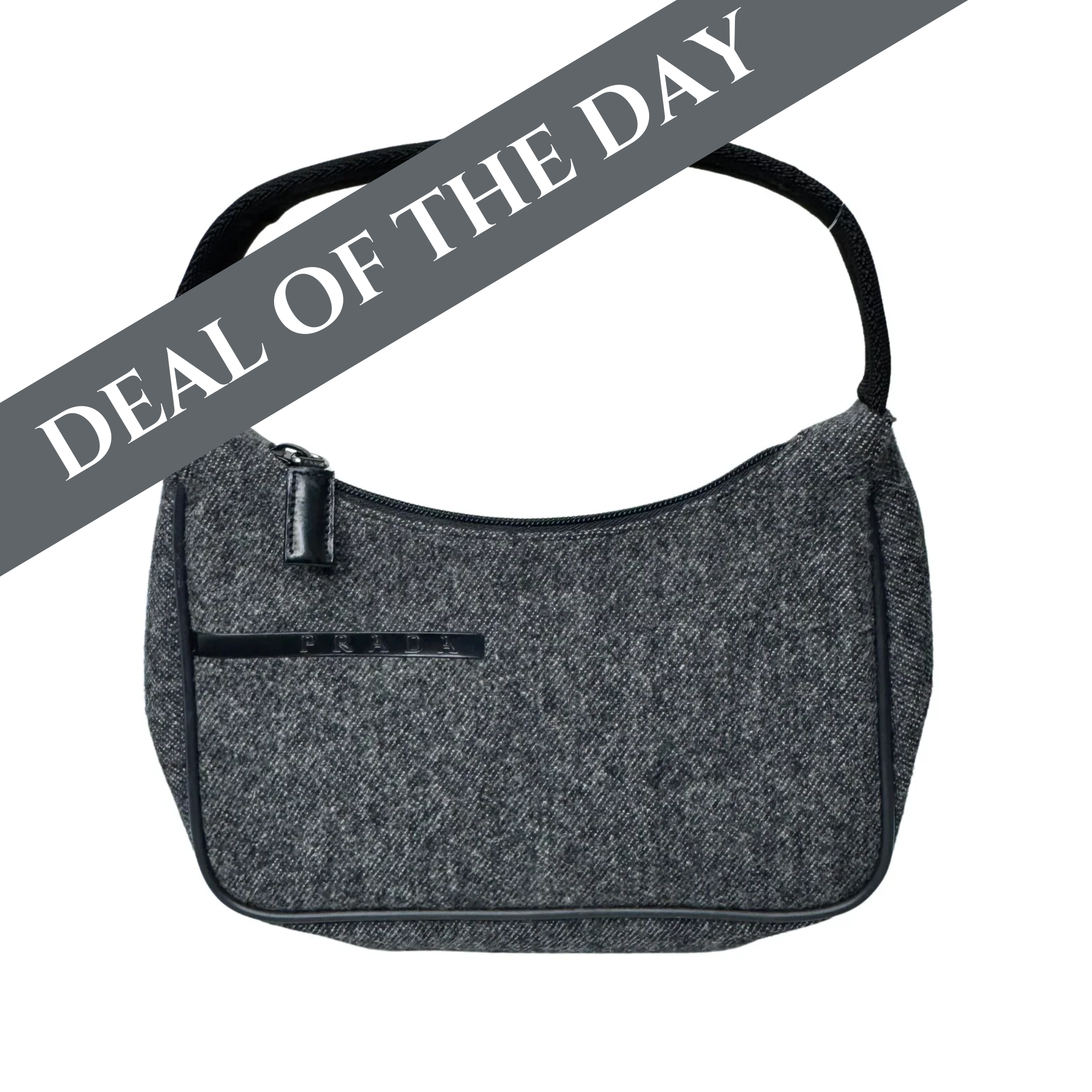 Prada SS Wool Canapa Sport Hobo Shoulder Bag Gray (DEAL OF THE DAY)