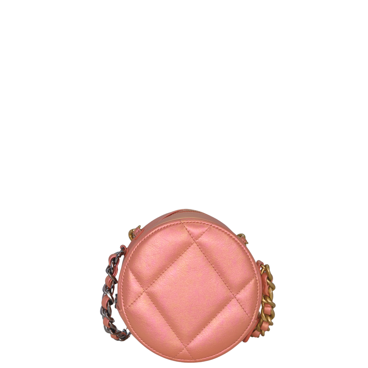 Chanel 19 Round Clutch with Chain Iridescent Pink Bag