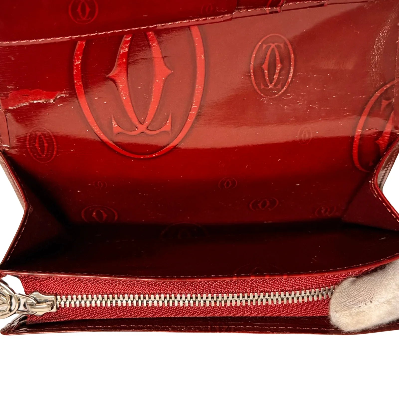 Cartier Long Leather Wallet Deep Red