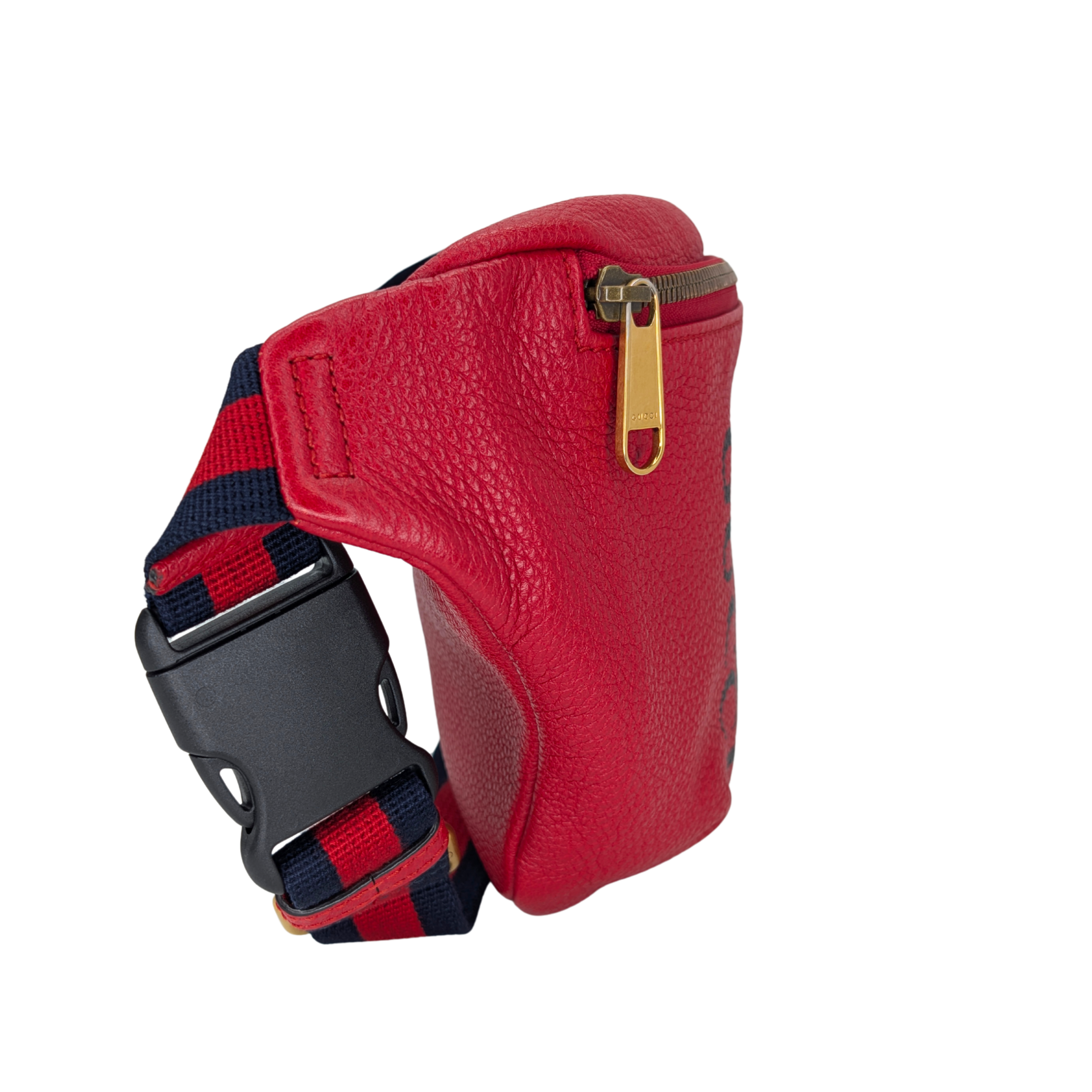 Gucci Grained Calfskin Logo Belt Bum Bag Hibiscus Red