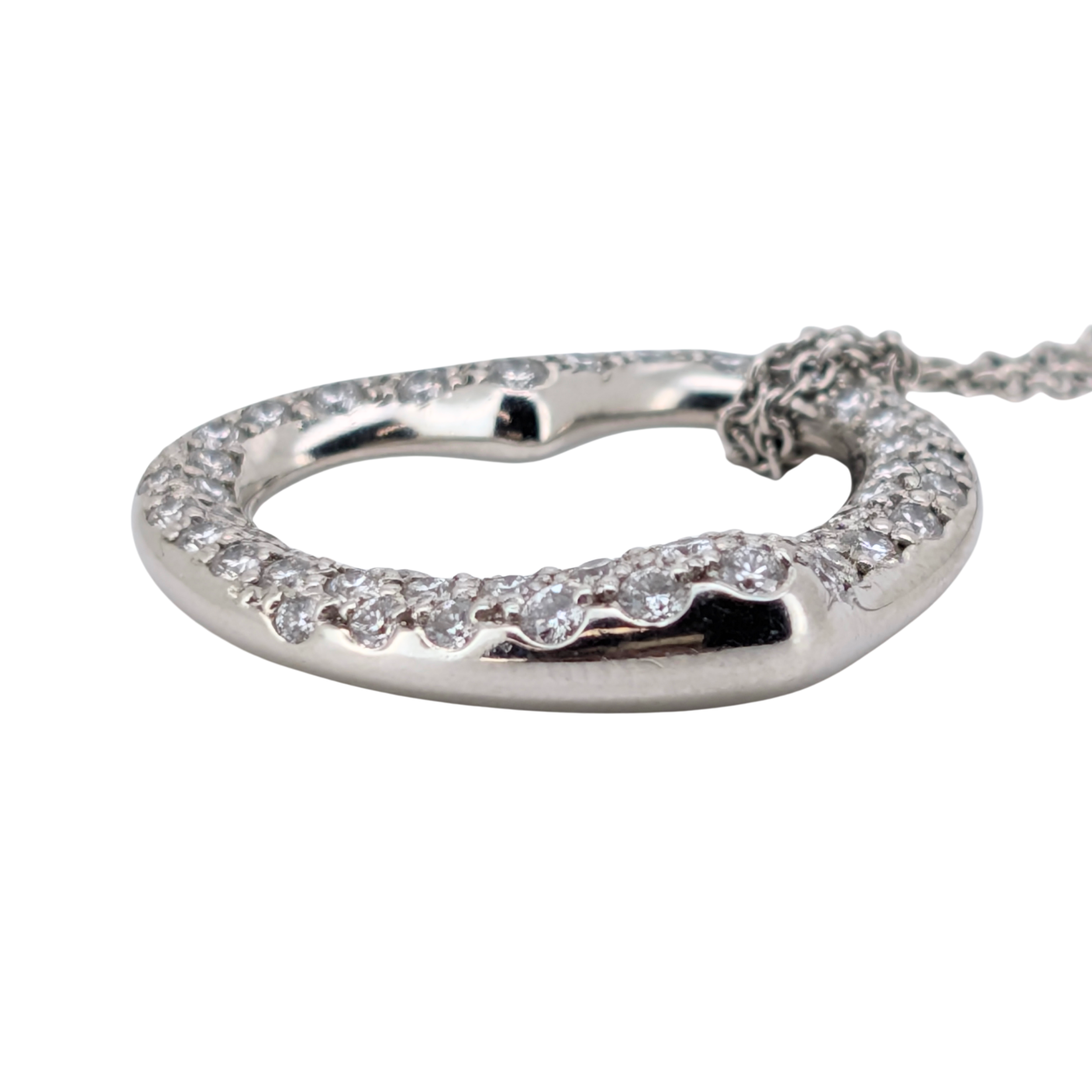 Tiffany & Co. Elsa Peretti Medium Open Heart Pavé Diamond Necklace Platinum