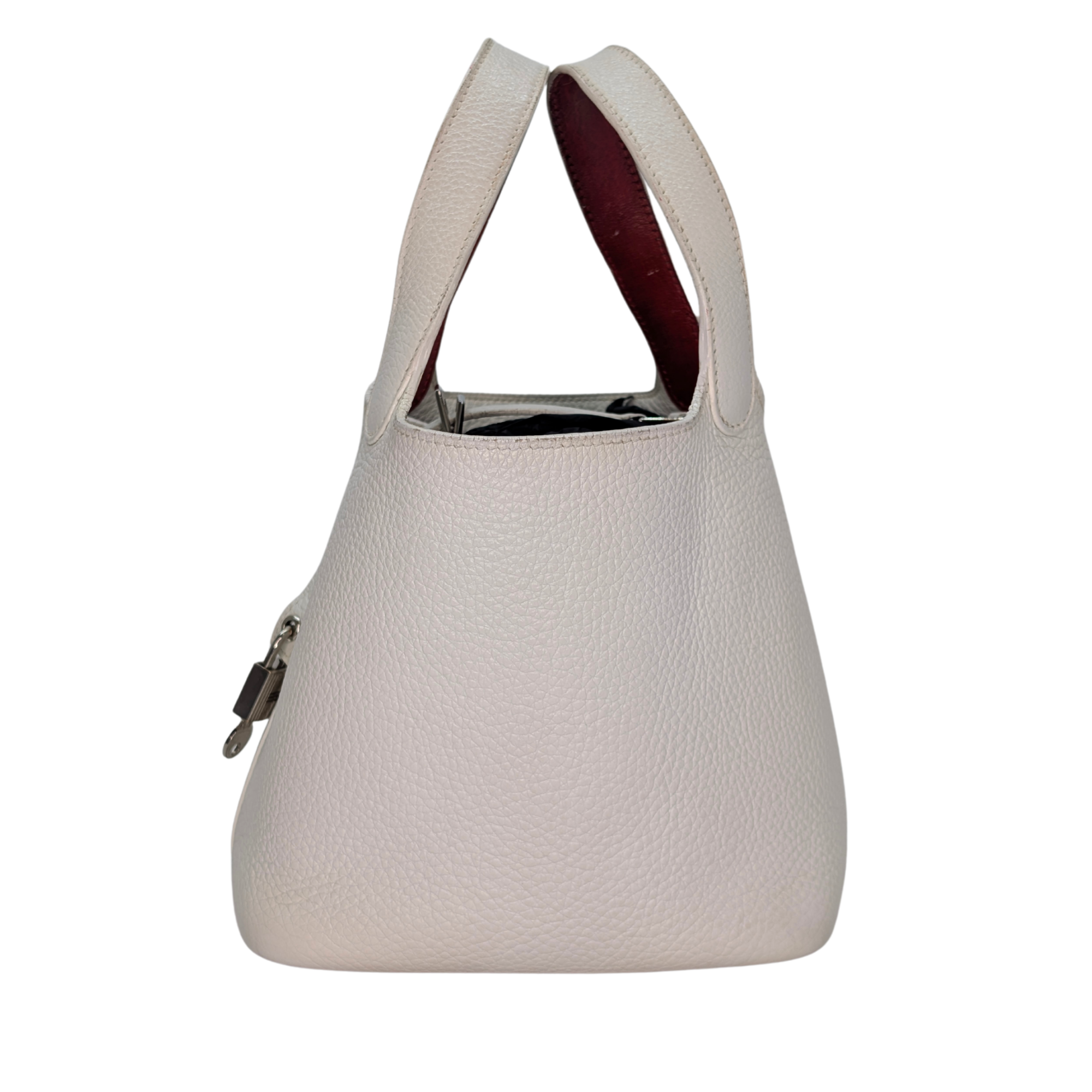 Hermès Picotin Lock PM 18 Bag Stamp J Beton/White