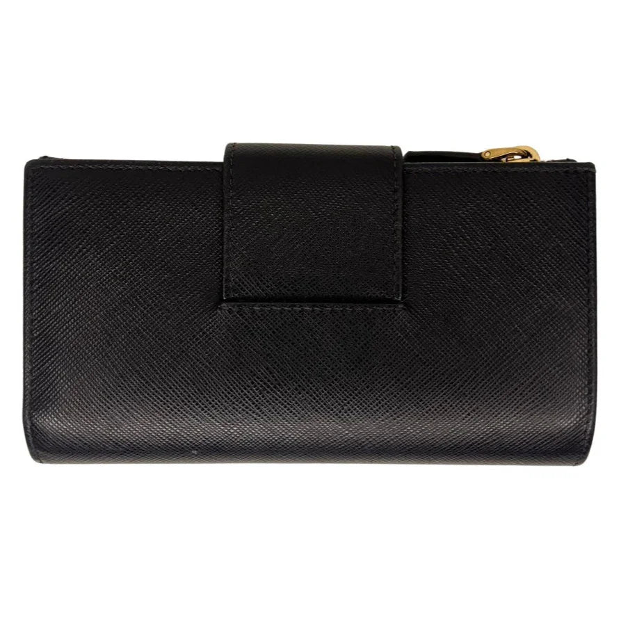 Prada Saffiano Metal Leather Continental Wallet Black