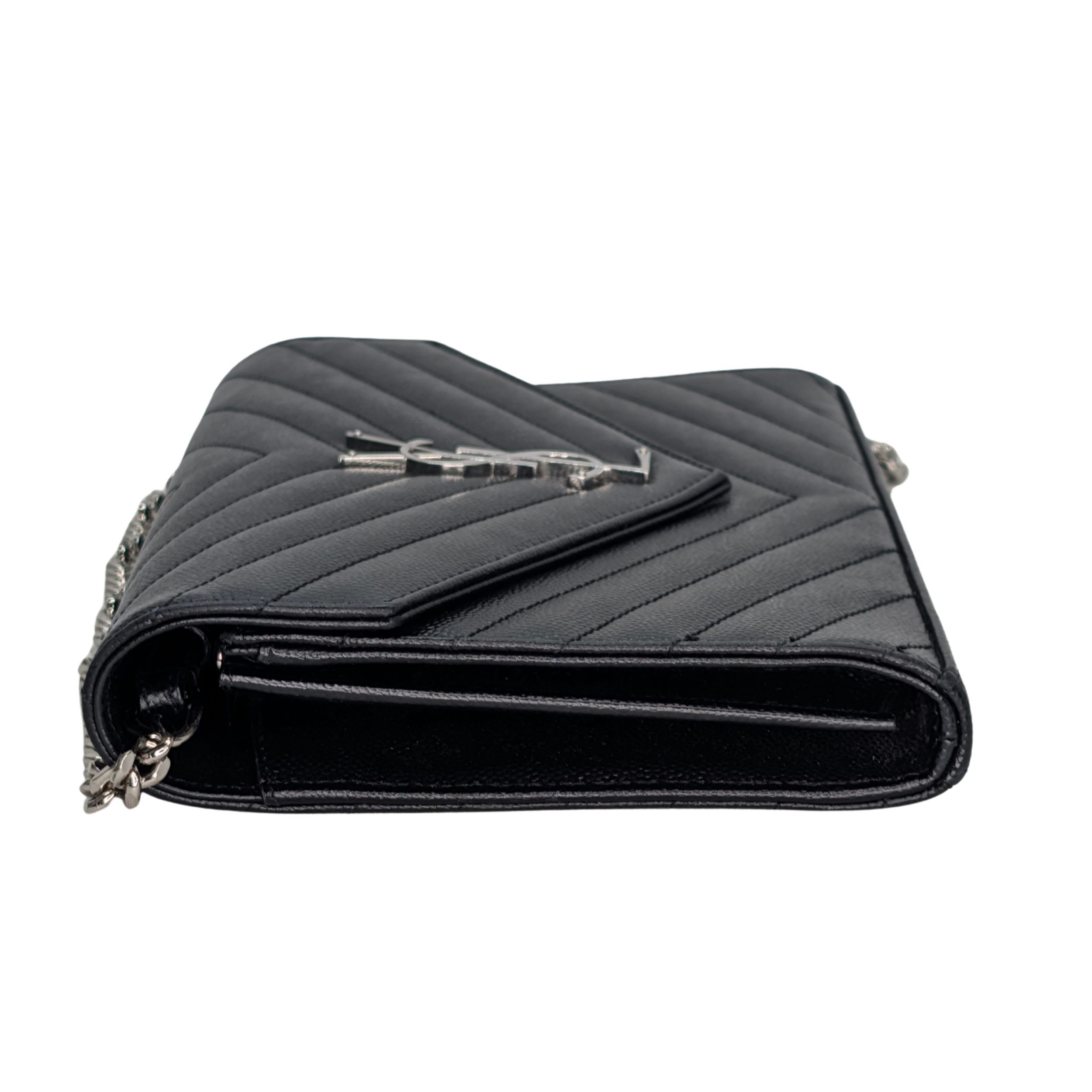 Yves Saint Laurent Cassandra Envelope Wallet on Chain Black