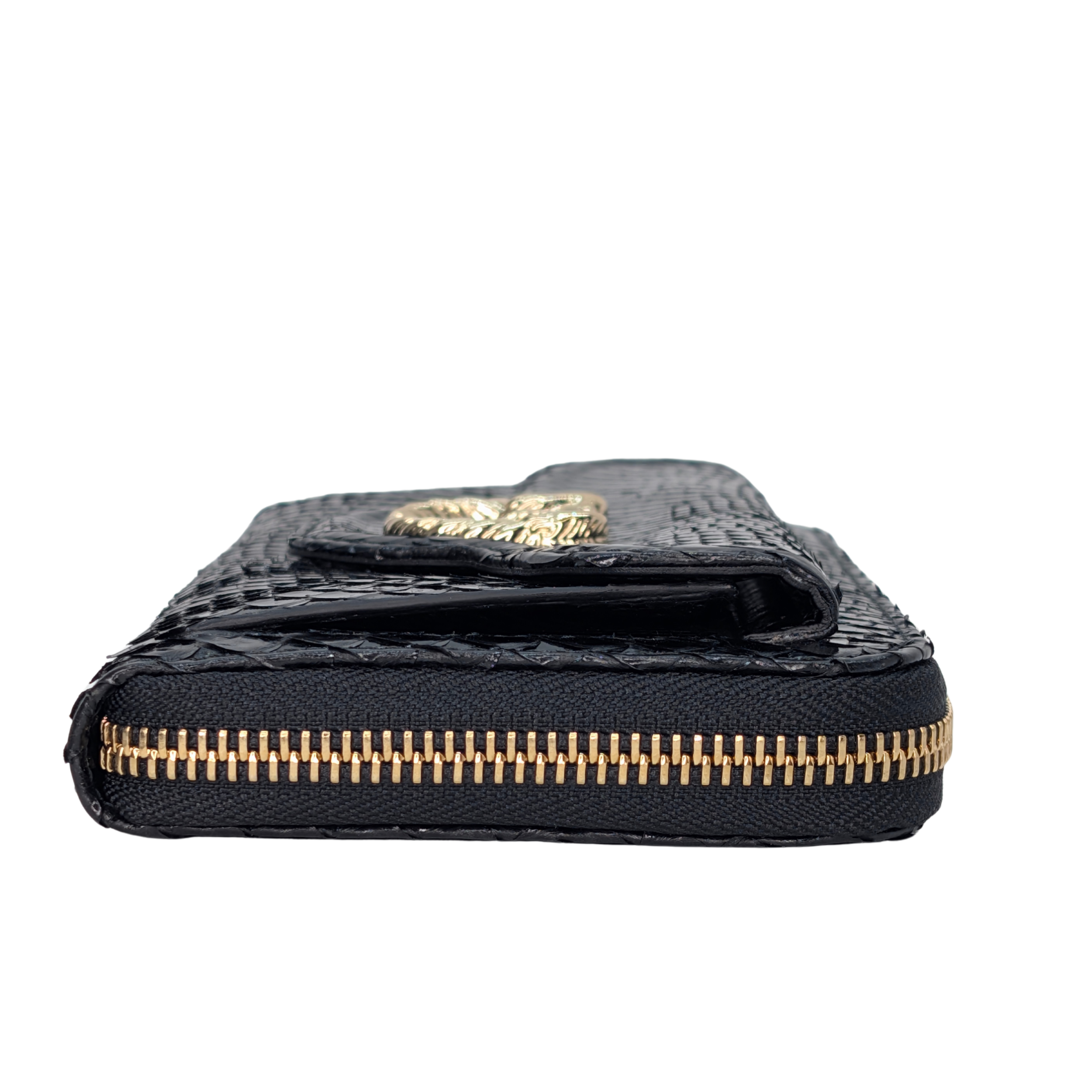 Bvlgari Python Snake Skin Black Long Wallet