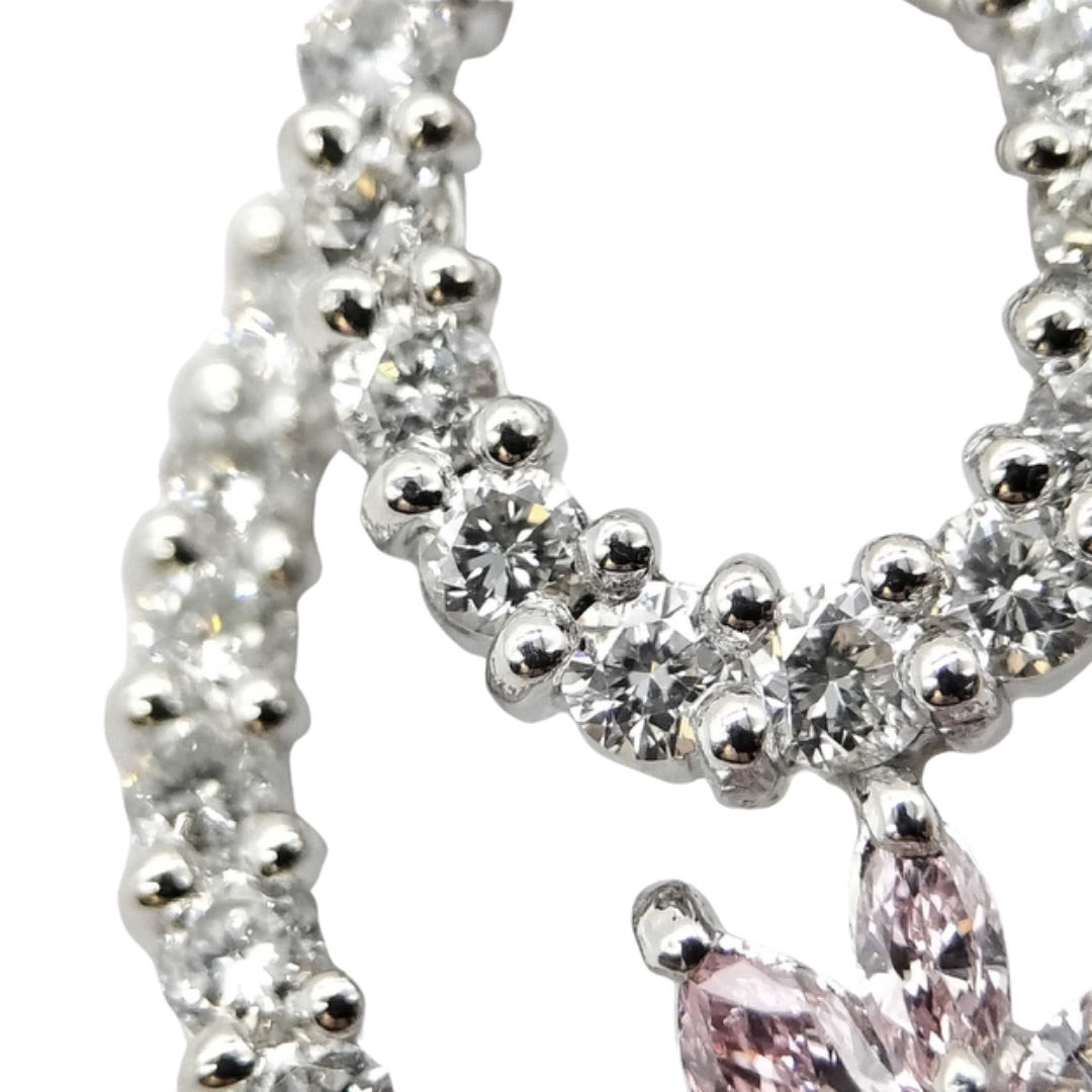 0.14ct Pink Diamond & 0.70ct White Diamond Platinum Double Teardrop Pendant