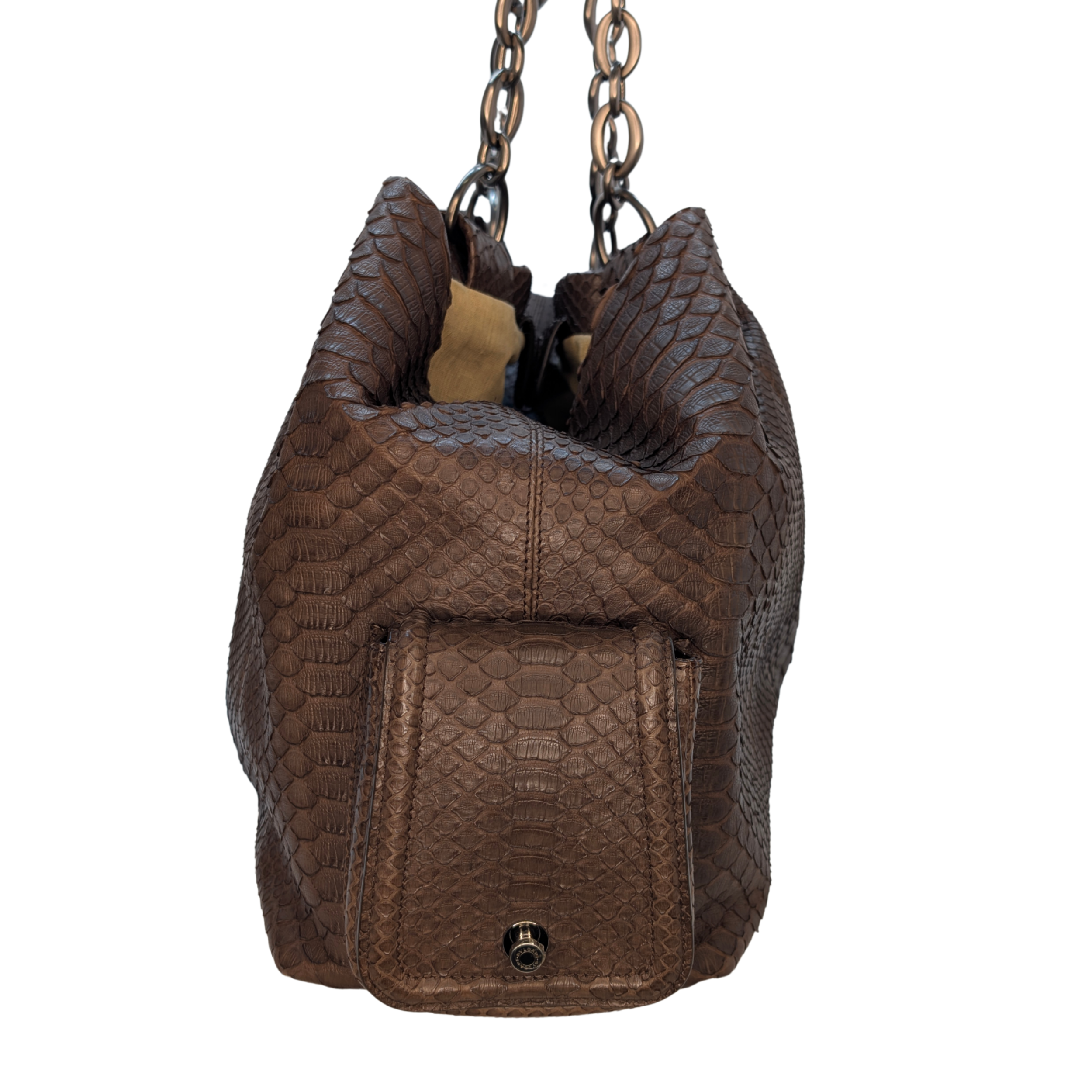 Bvlgari Limited Edition Brown Python Leather Chain Shoulder Bag