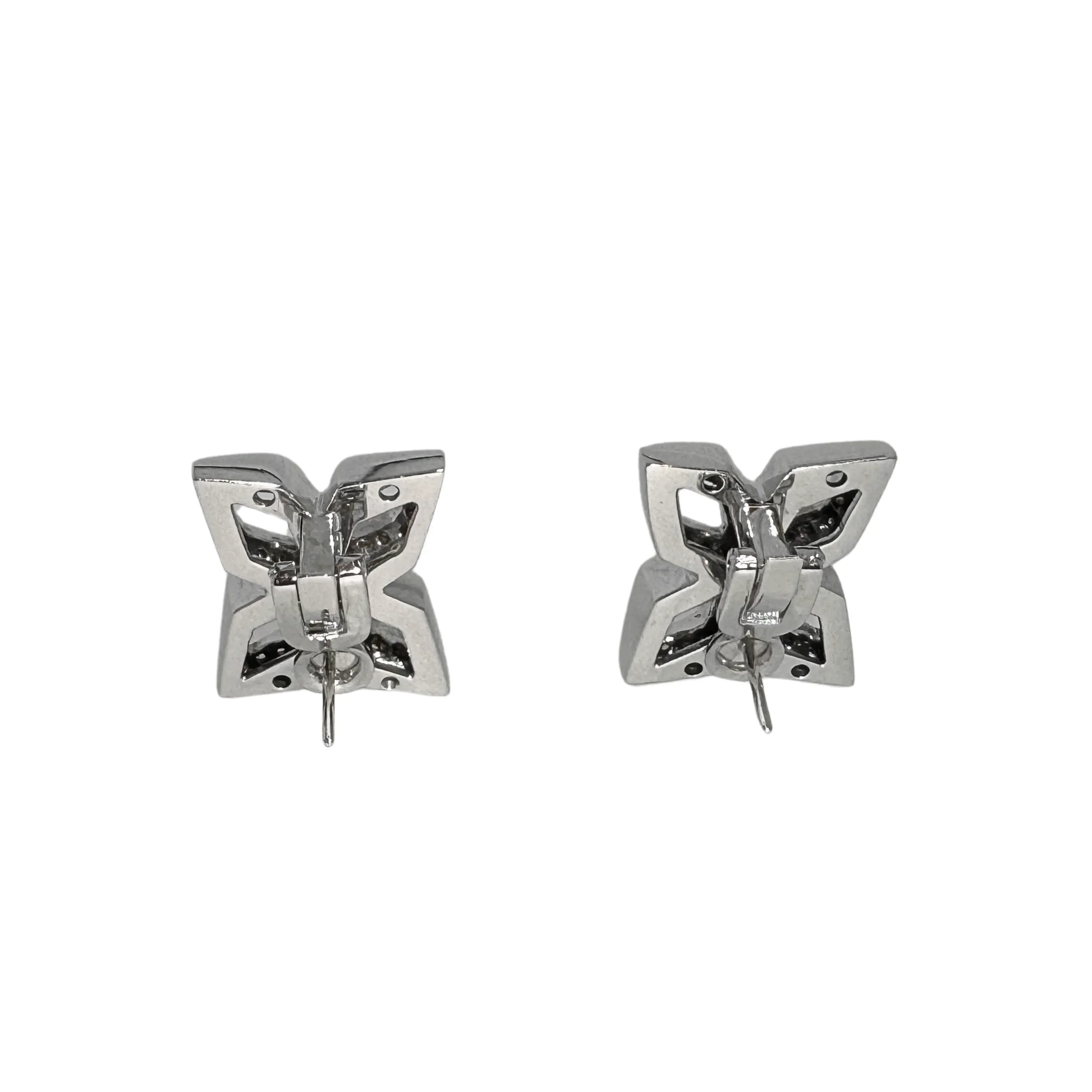 Anton Jewellery 18K White Gold Geometric Flower Diamond Stud Earrings 1.10ct