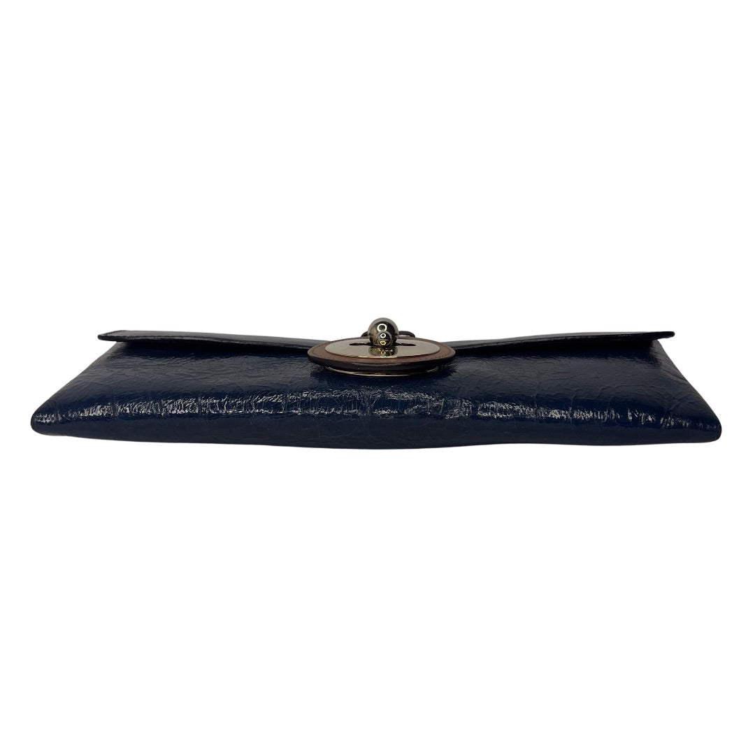 Chloé Turn Lock Patent Leather Clutch – Dark Blue Bag