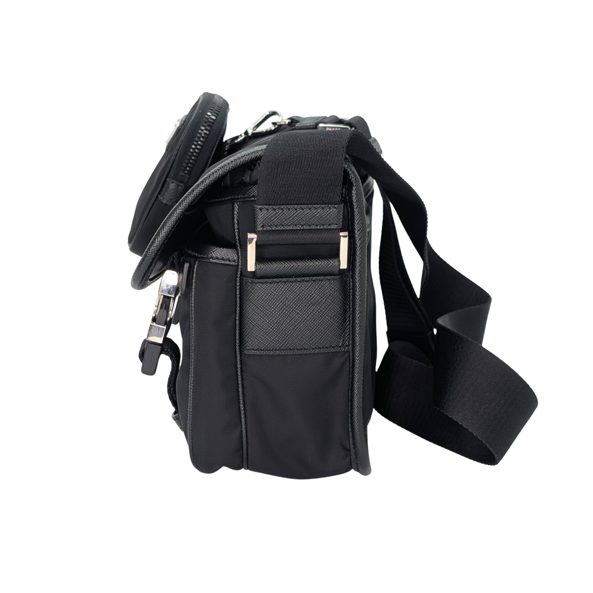 Prada Re-Nylon and Saffiano Leather Shoulder Bag Black