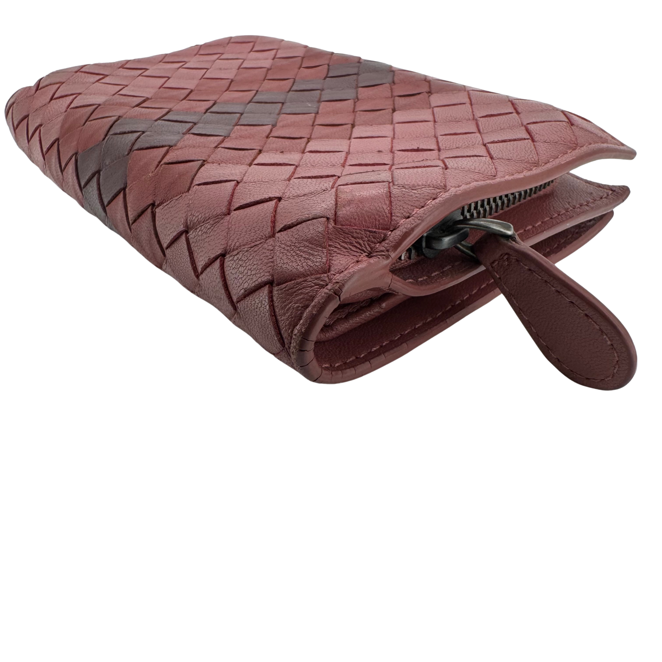 Bottega Veneta Tri Color Intrecciato Leather French Flap Wallet