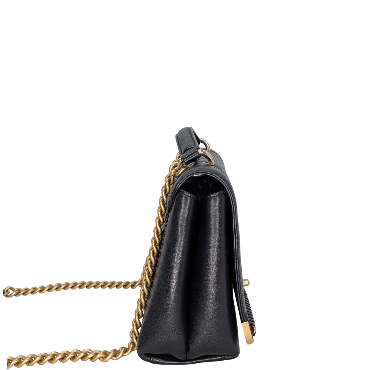 Chanel Chevron Lambskin Stitched Chain Top Handle Flap