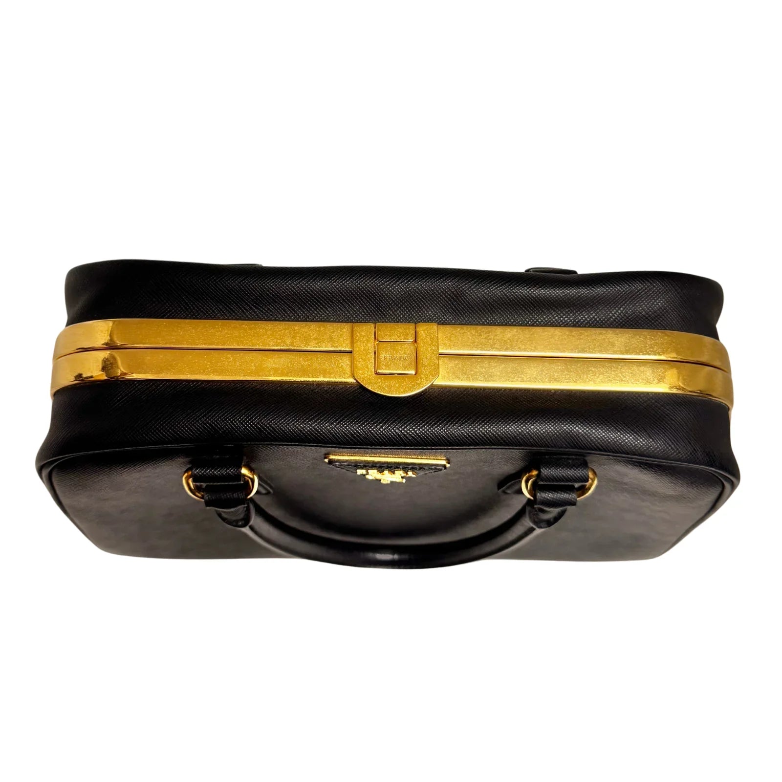 Pradaa Saffiano Lux Pyramid Bag Black