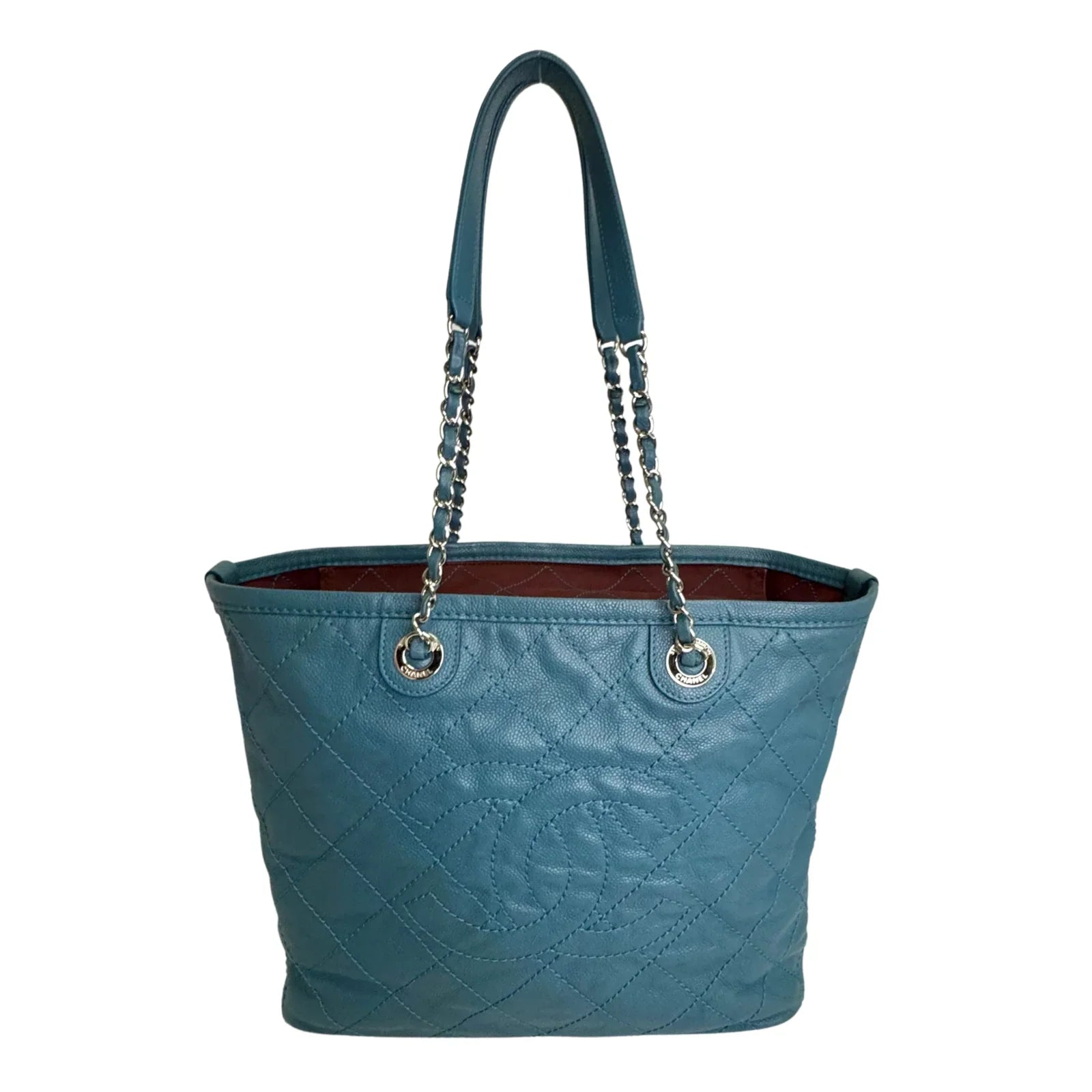 Chanel Everyday Grained Calfskin Quilted Bag Teal Blue
