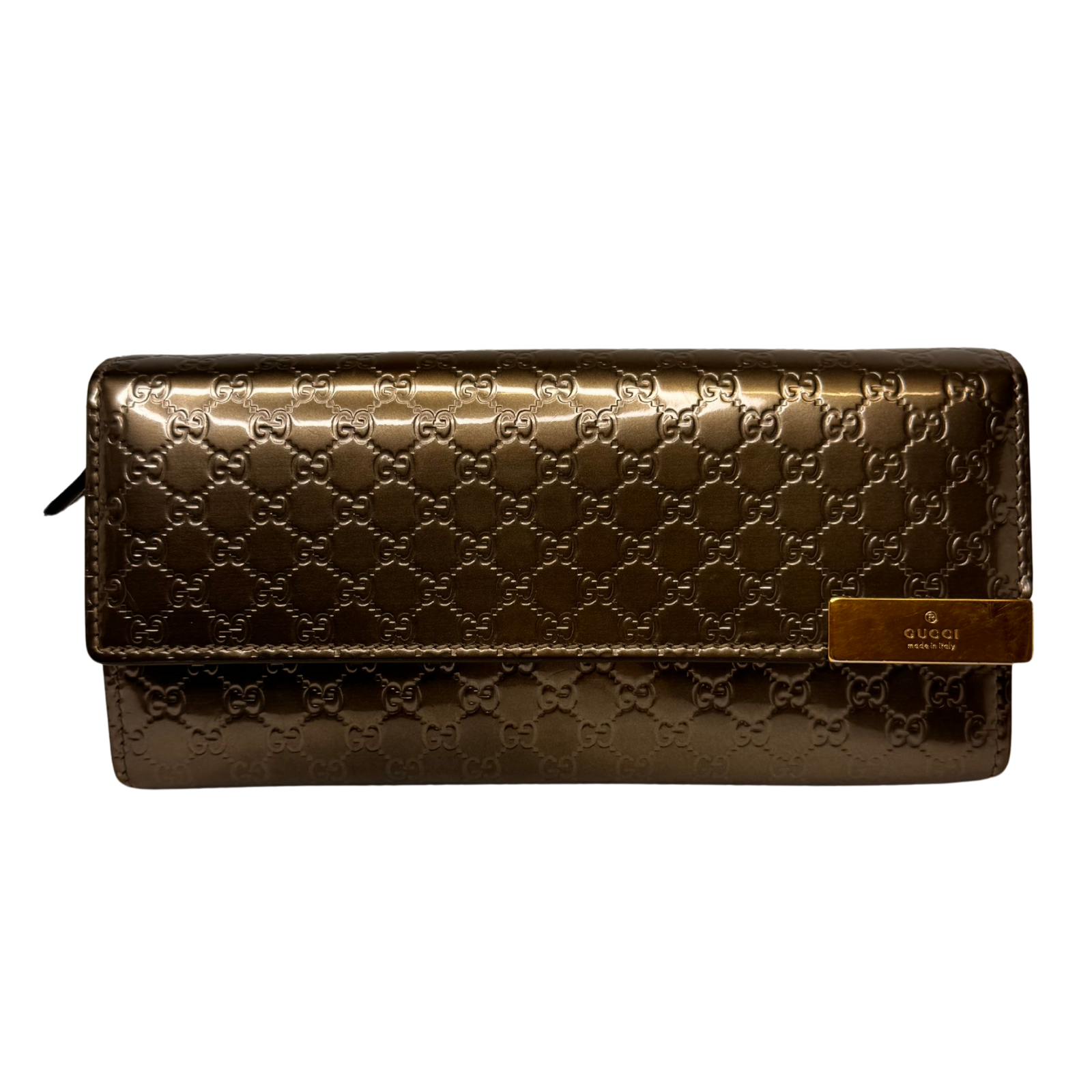 Gucci Leather Wallet on Chain Metallic Silver-Bronze