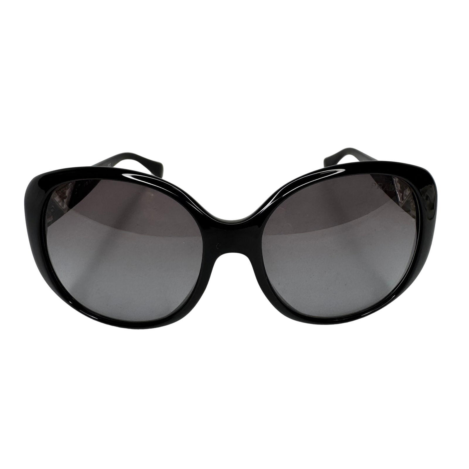 Prada SPR 150 Black Acetate Oversized Round Sunglasses