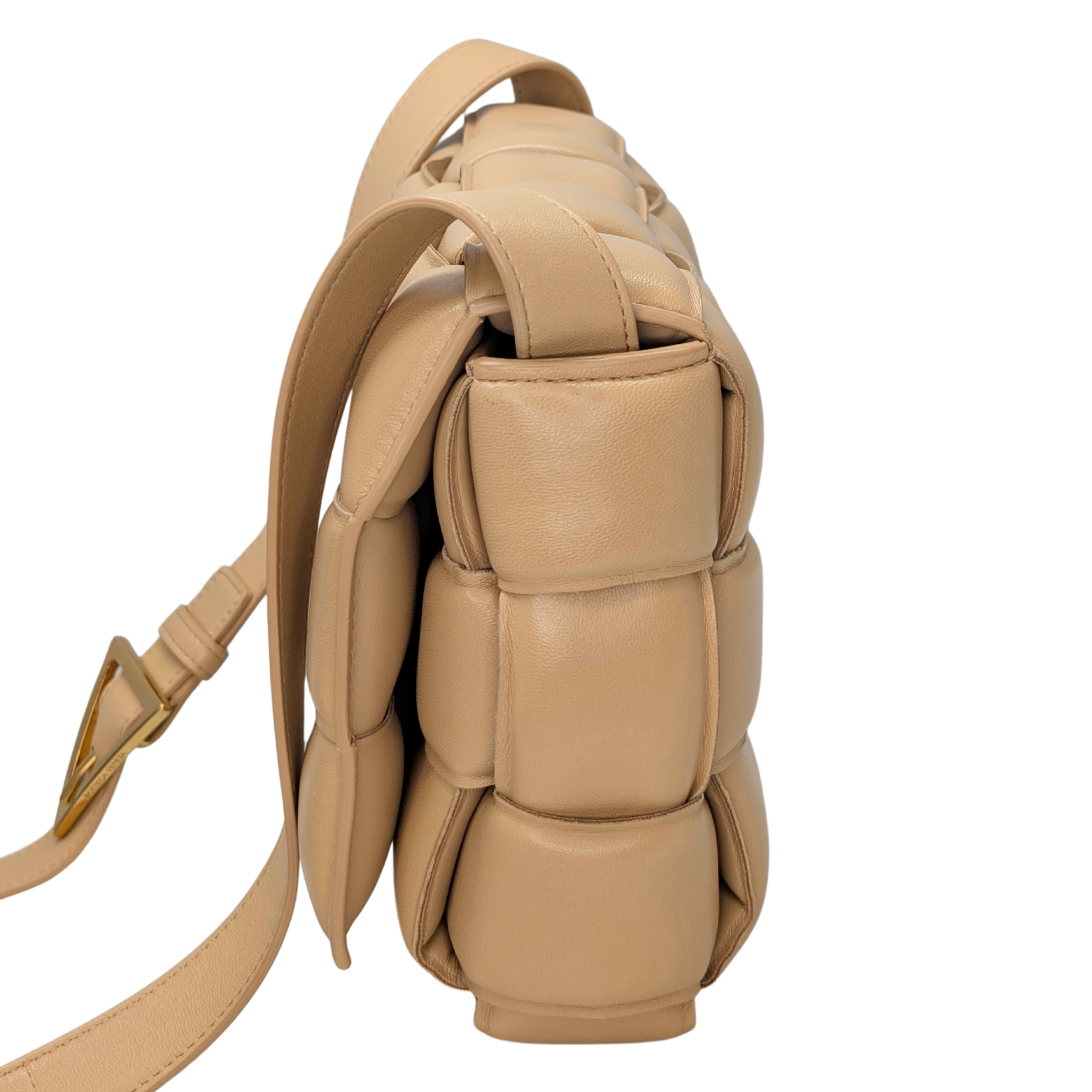Bottega Veneta Padded Cassette Leather Crossbody Bag Beige