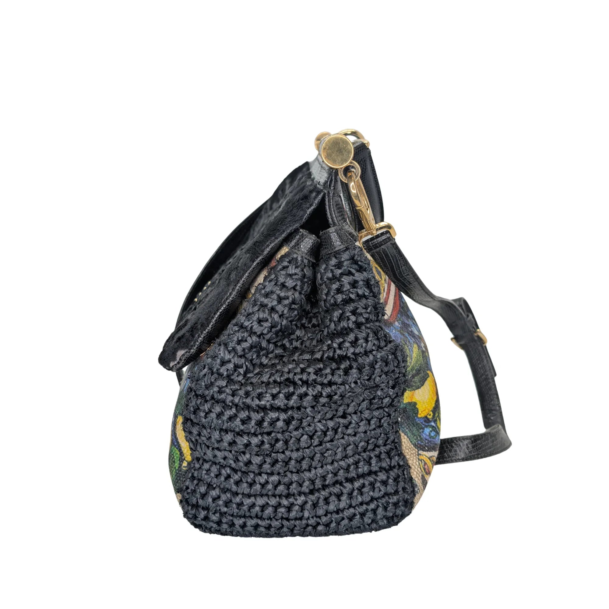 Dolce & Gabbana Sicily Handbag Floral/Black - Lost Designer