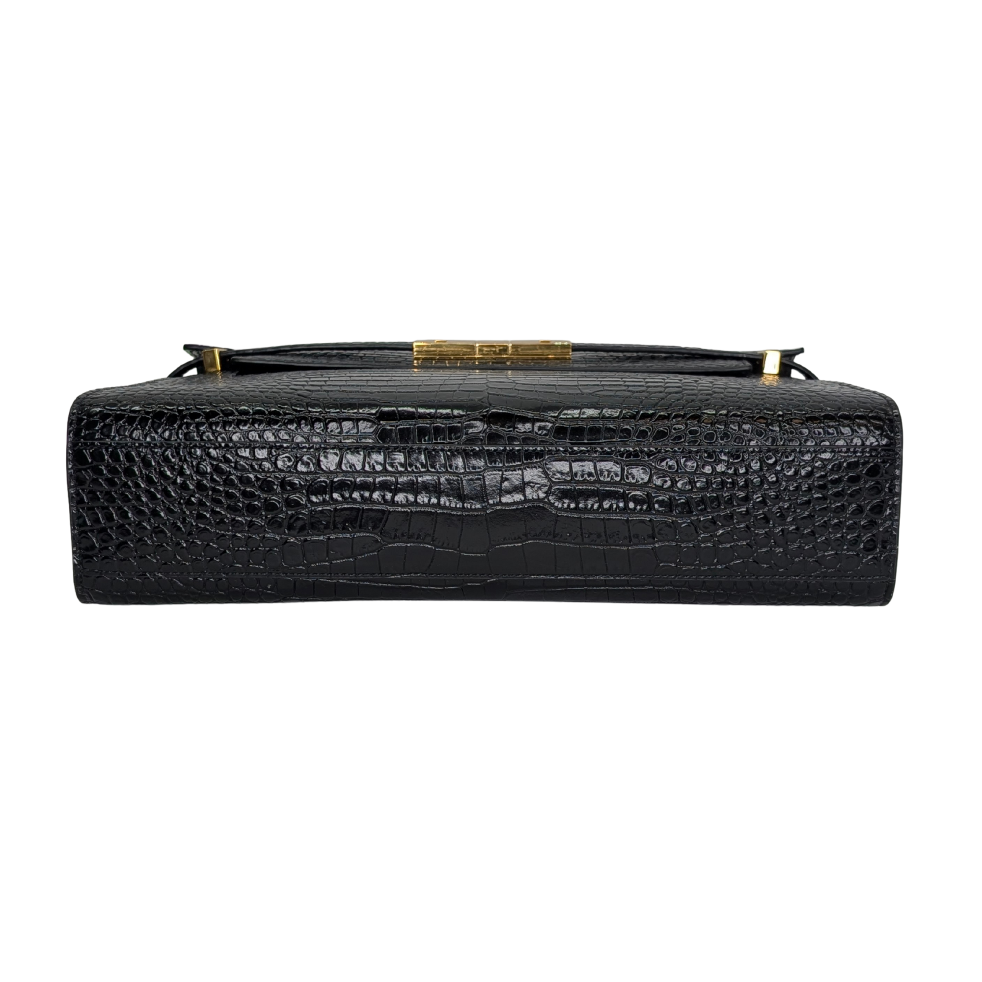 Yves Saint Laurent Manhattan Medium Crocodile Embossed Shoulder Bag