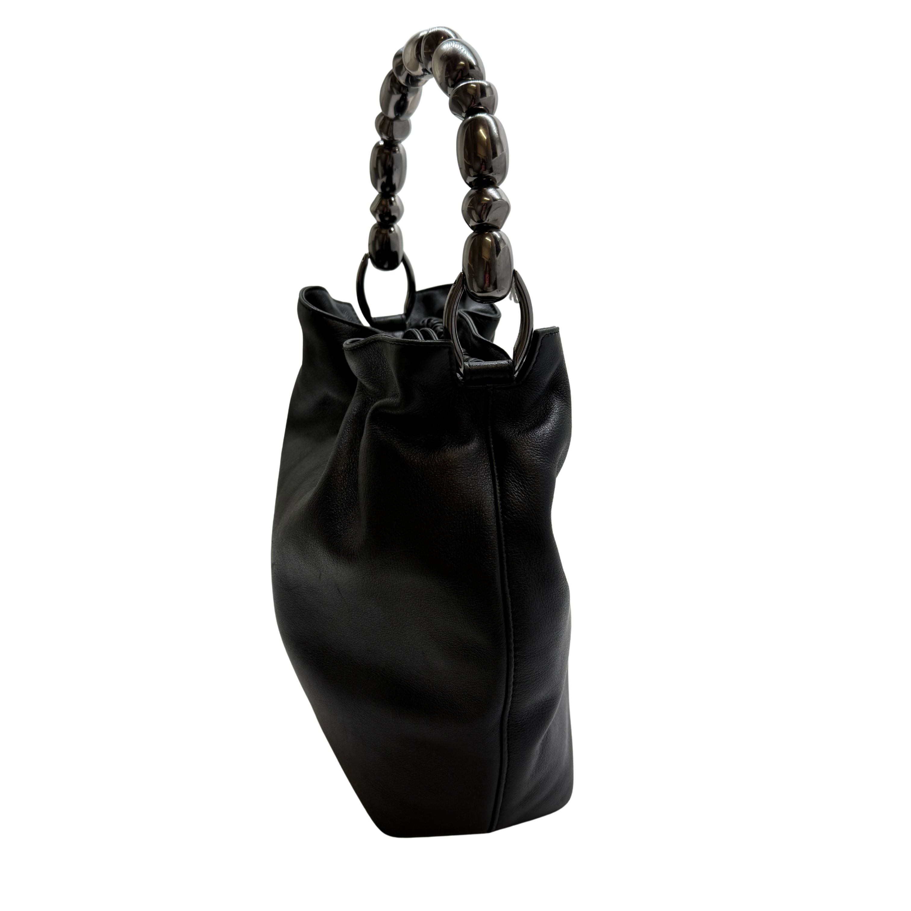 Christian Dior Malice Pearl Handbag Leather Black