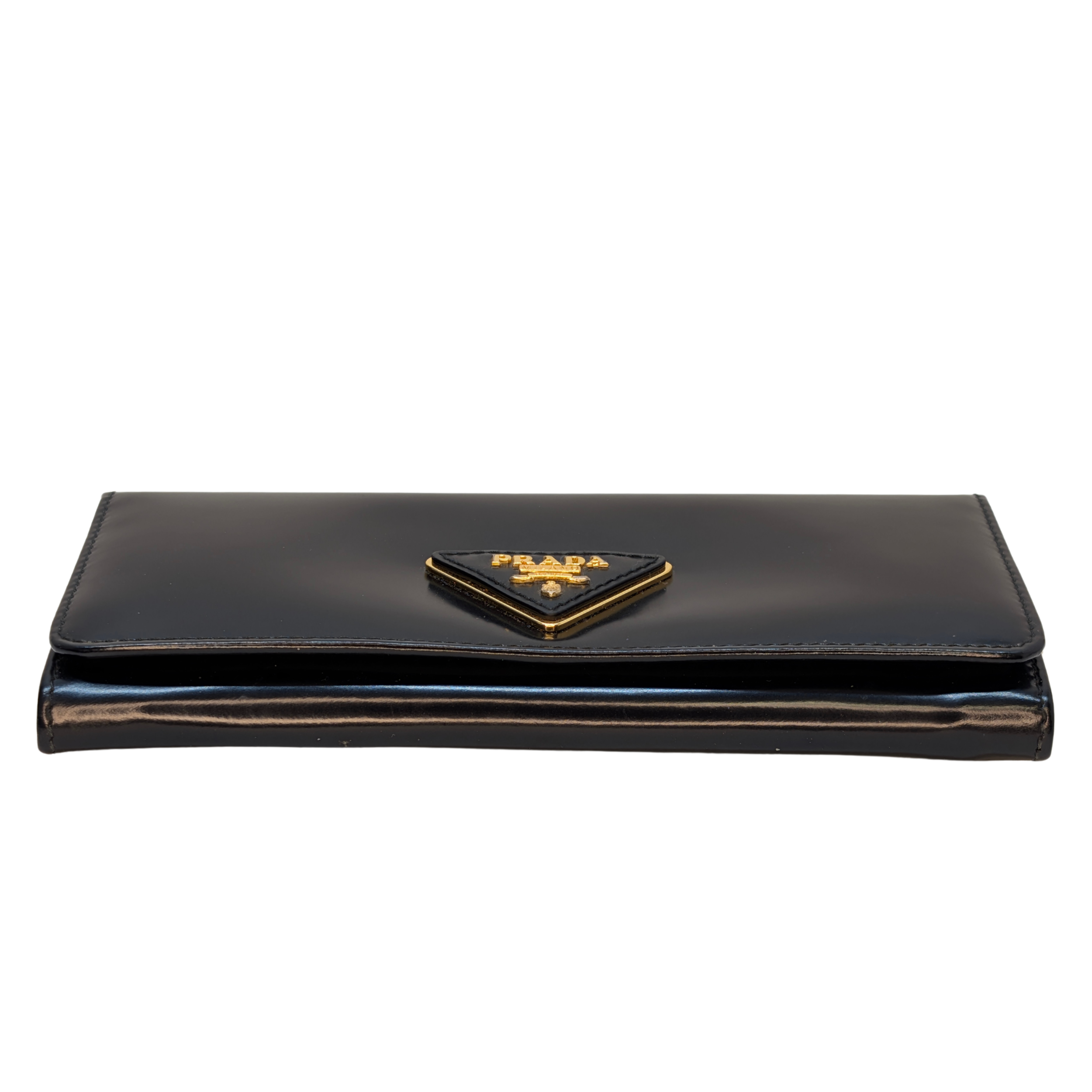 Prada Calfskin Leather Long Wallet Black