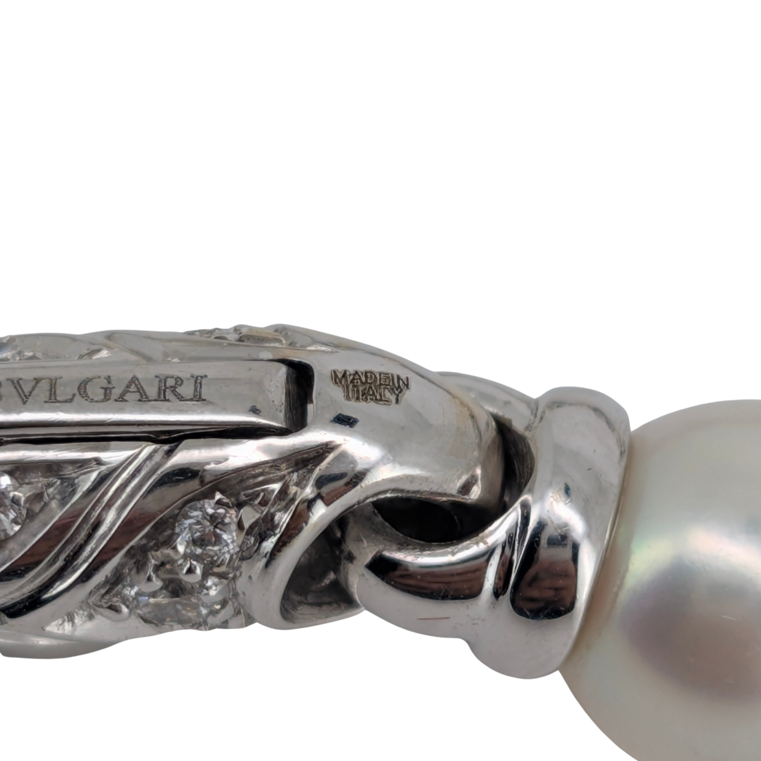 Bvlgari Passo Doppio Pearl & Diamond Link Bracelet in 18K White Gold