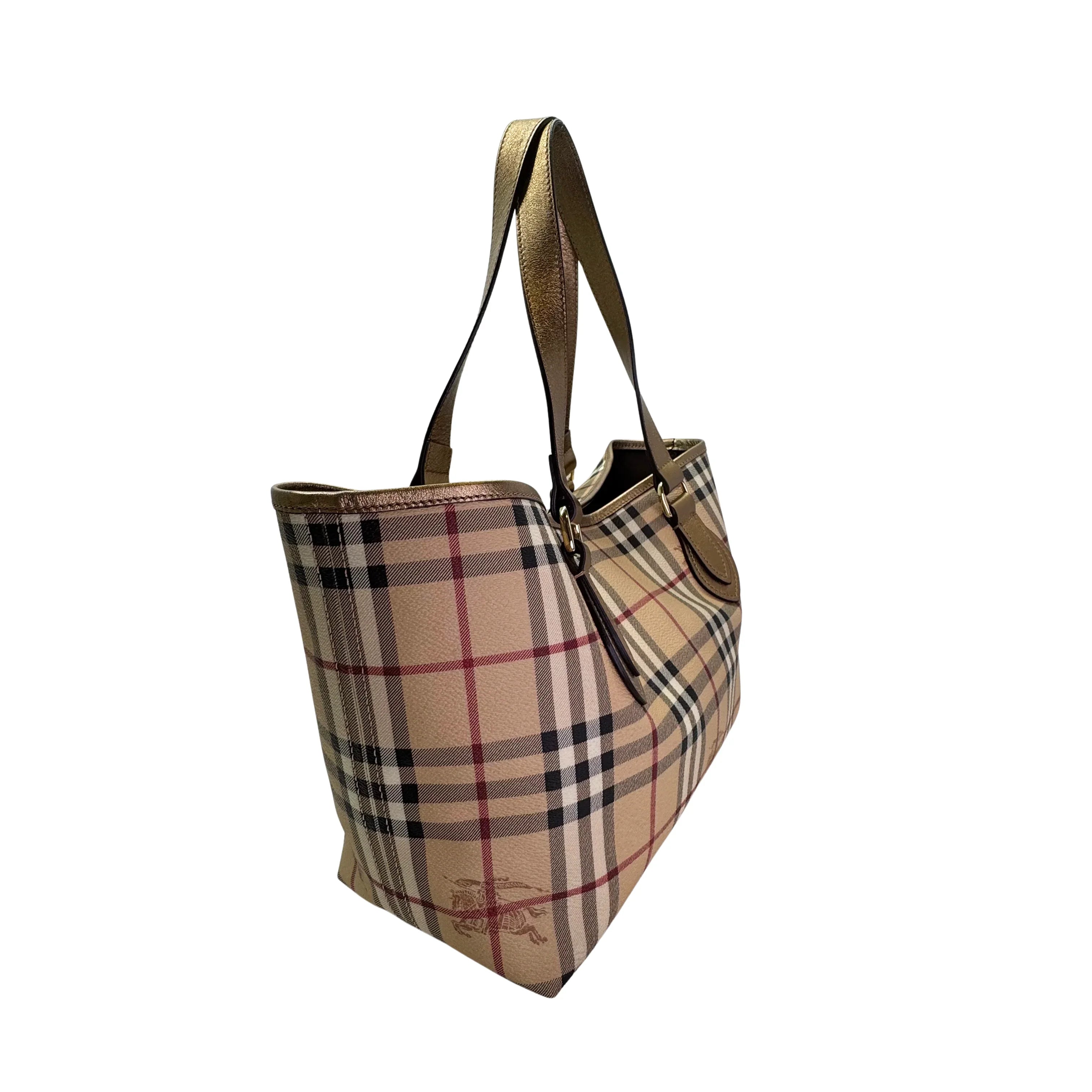 Burberry Medium Haymarket Tote Bag Beige - Lost Designer