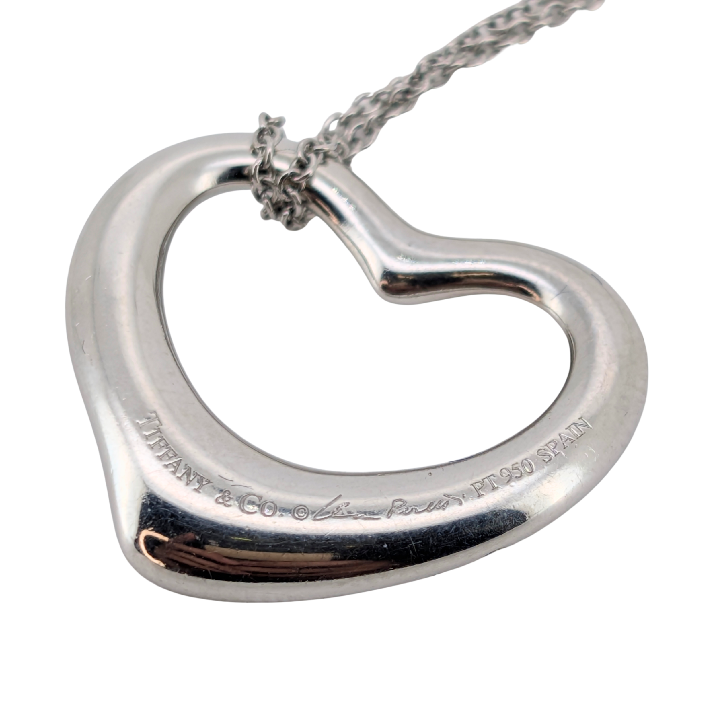 Tiffany & Co. Elsa Peretti Medium Open Heart Pavé Diamond Necklace Platinum