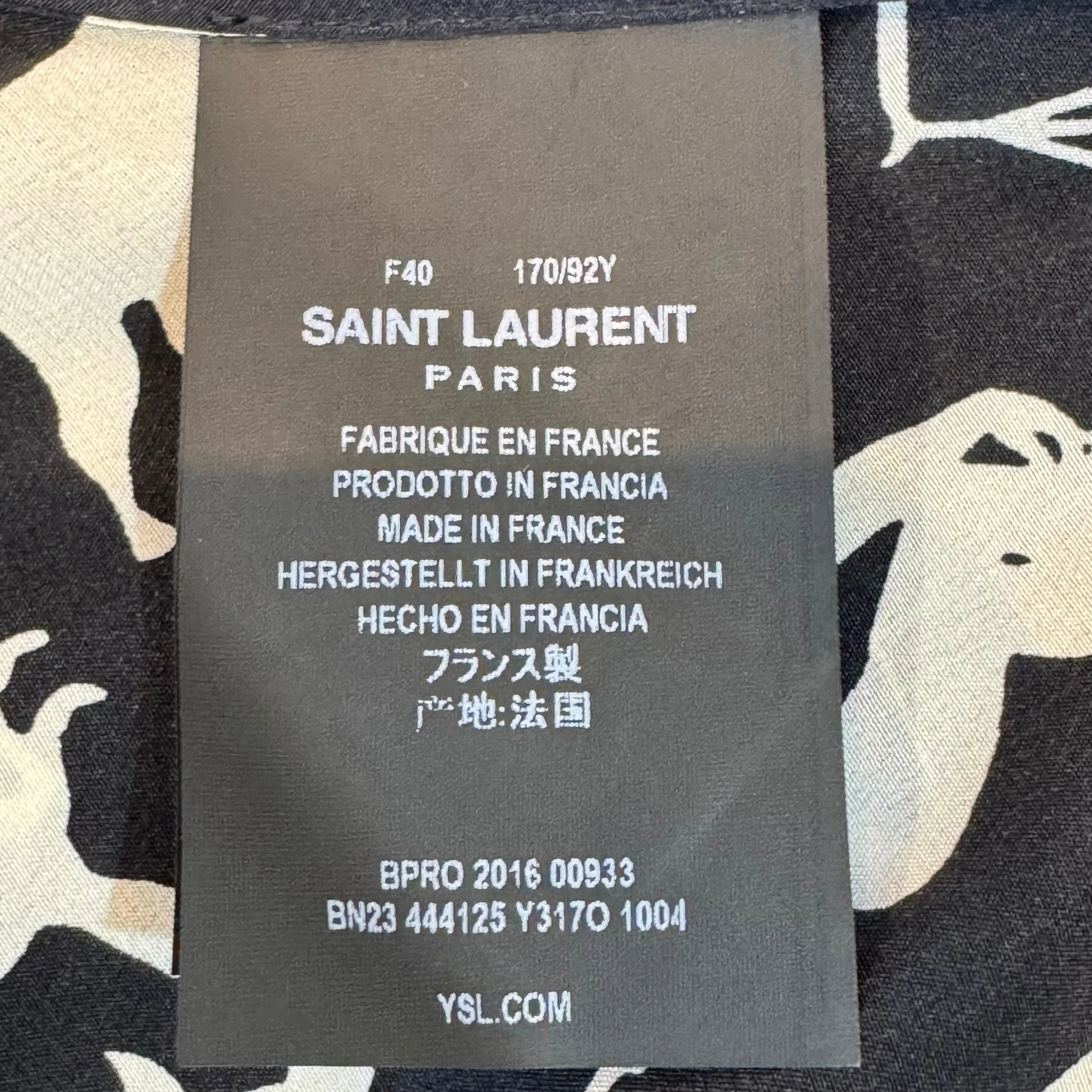 Yves Saint Laurent Black/Cream Silk Zodiac Print Blouse Shirt 40