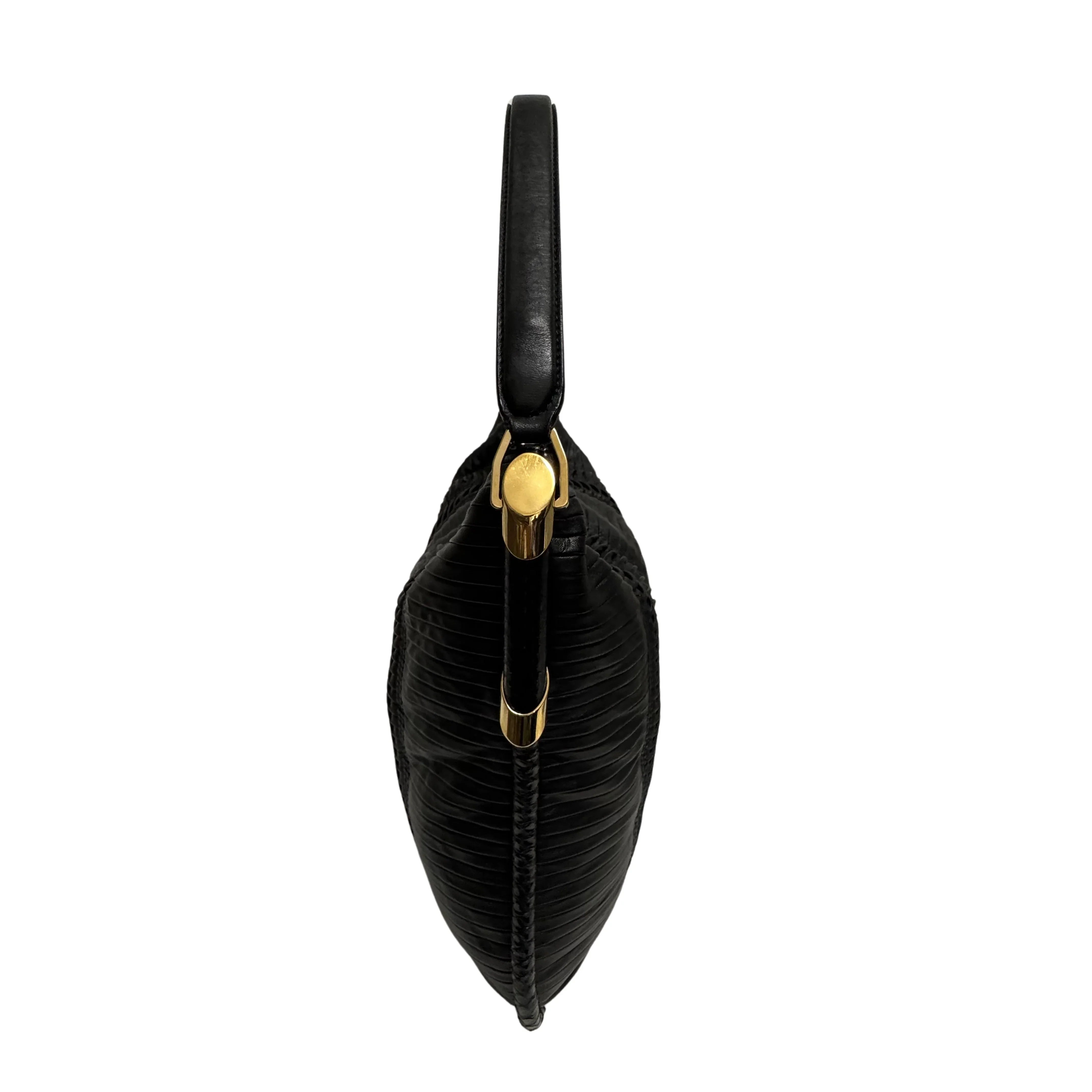 Jimmy Choo Black Leather Tote Bag with Gold-Tone Hardware