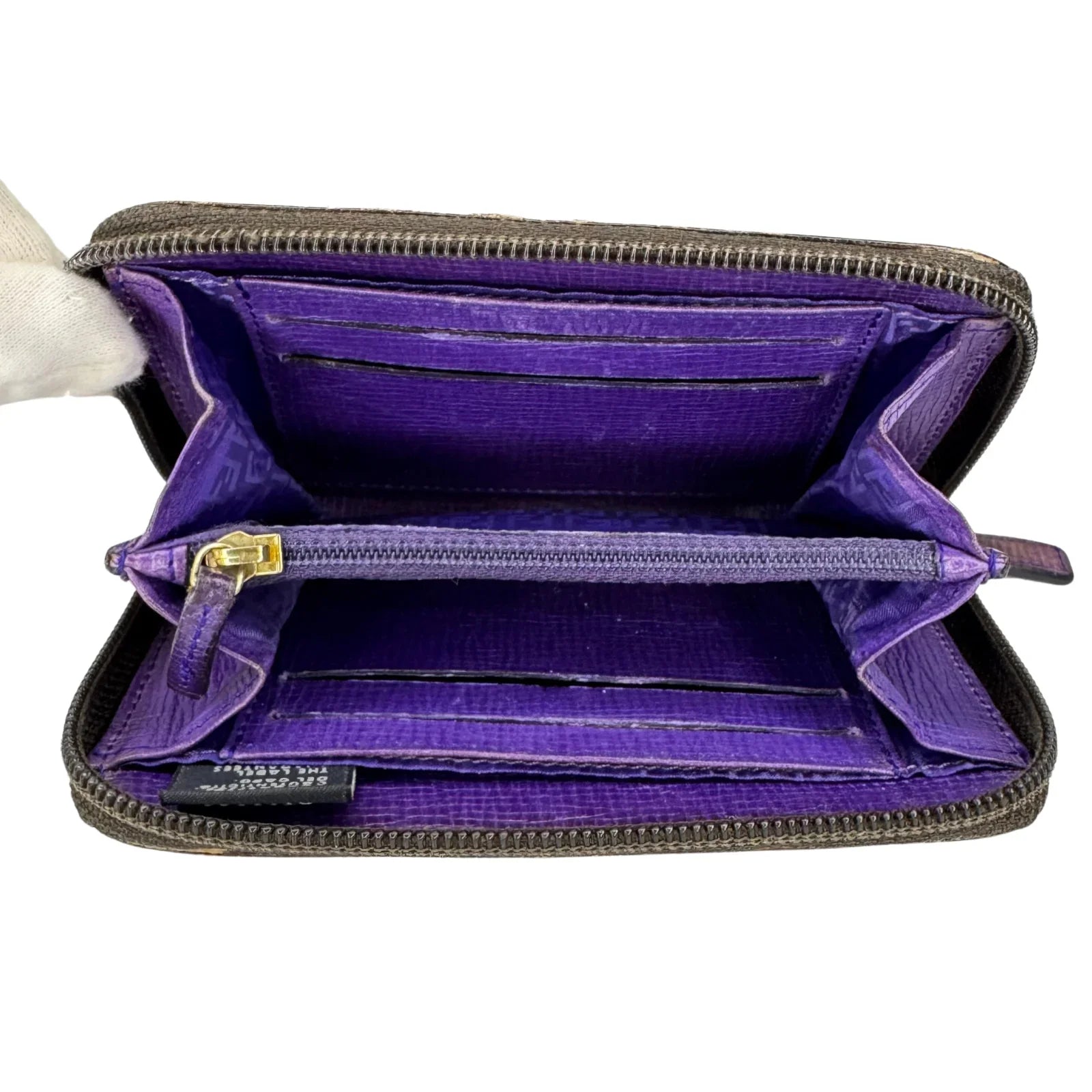 Fendi Zucca Monogram zip Wallet Tobacco