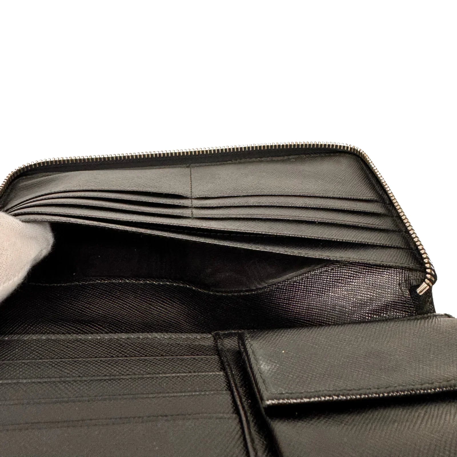 Prada Saffiano Leather Zip-Around Long Wallet – Nero Black