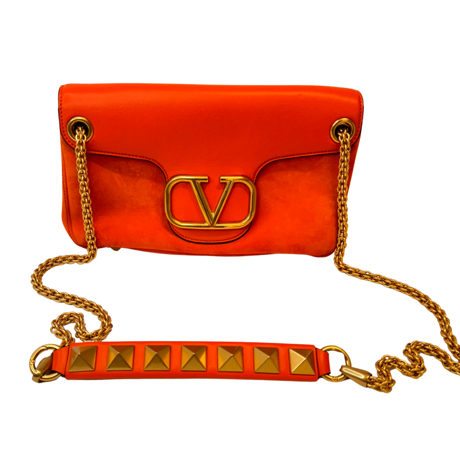 Valentino Garavani Stud Sign Shoulder Bag – Orange Nappa Leather