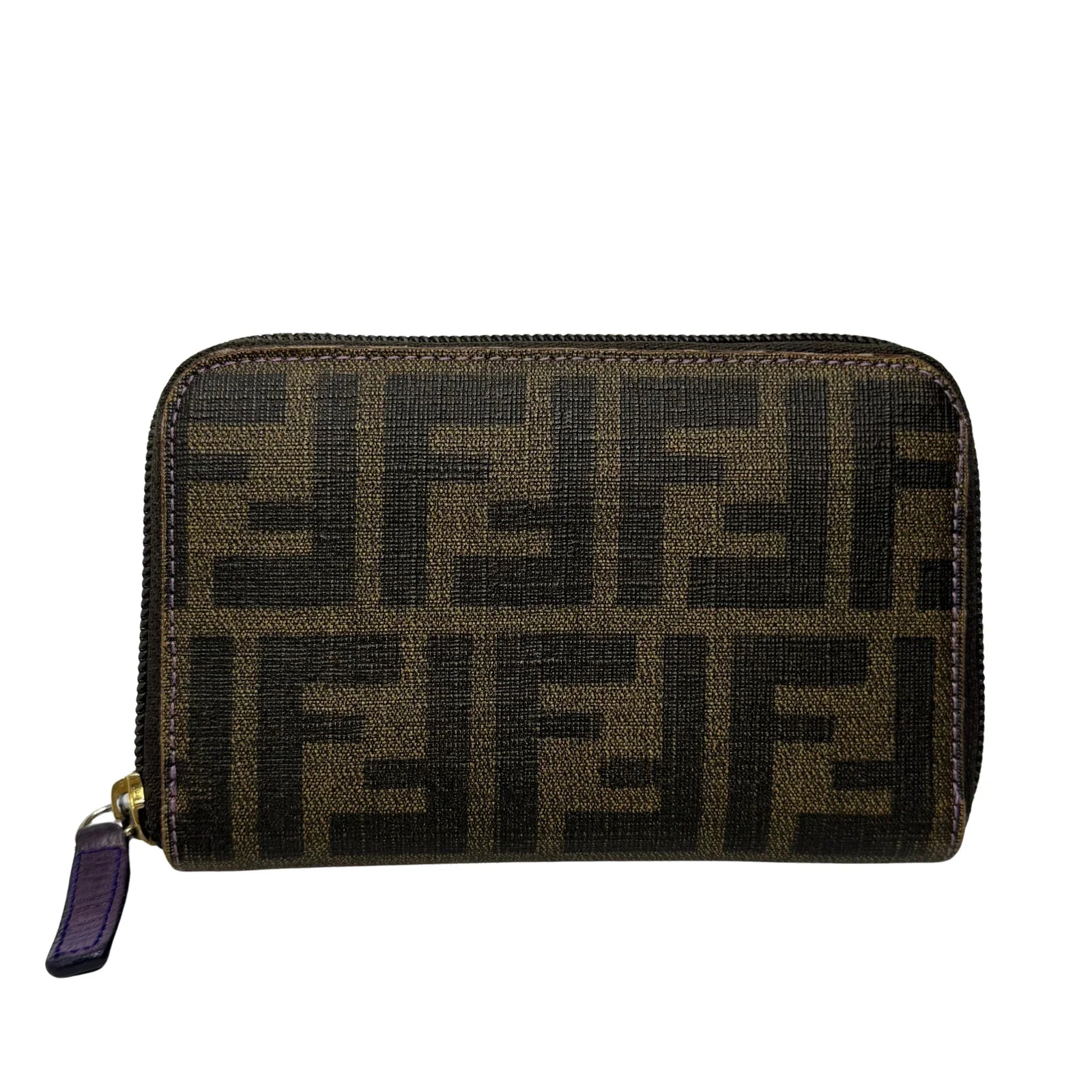 Fendi Zucca Monogram zip Wallet Tobacco