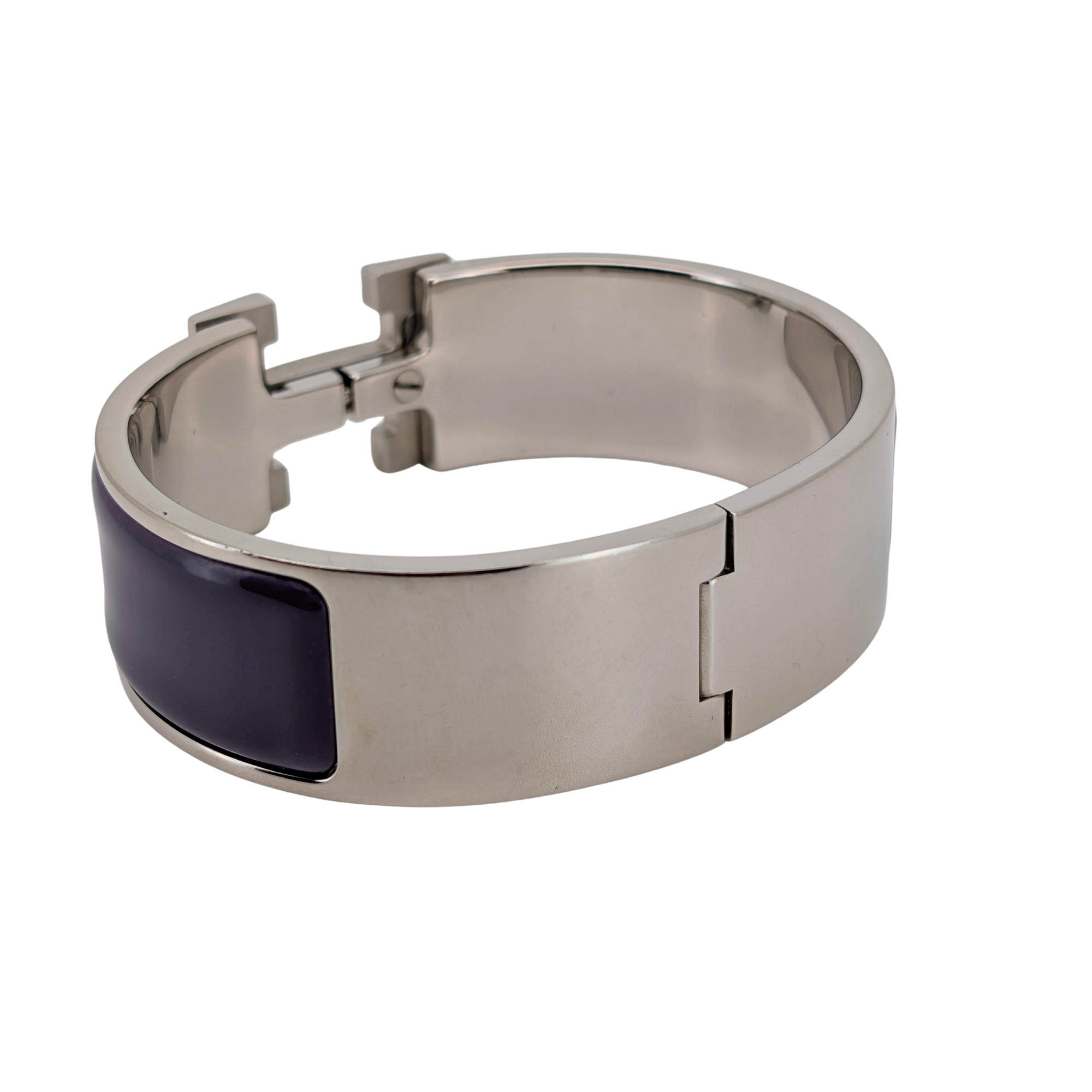 Hermès Clic Clac H Enamel Bracelet Purple