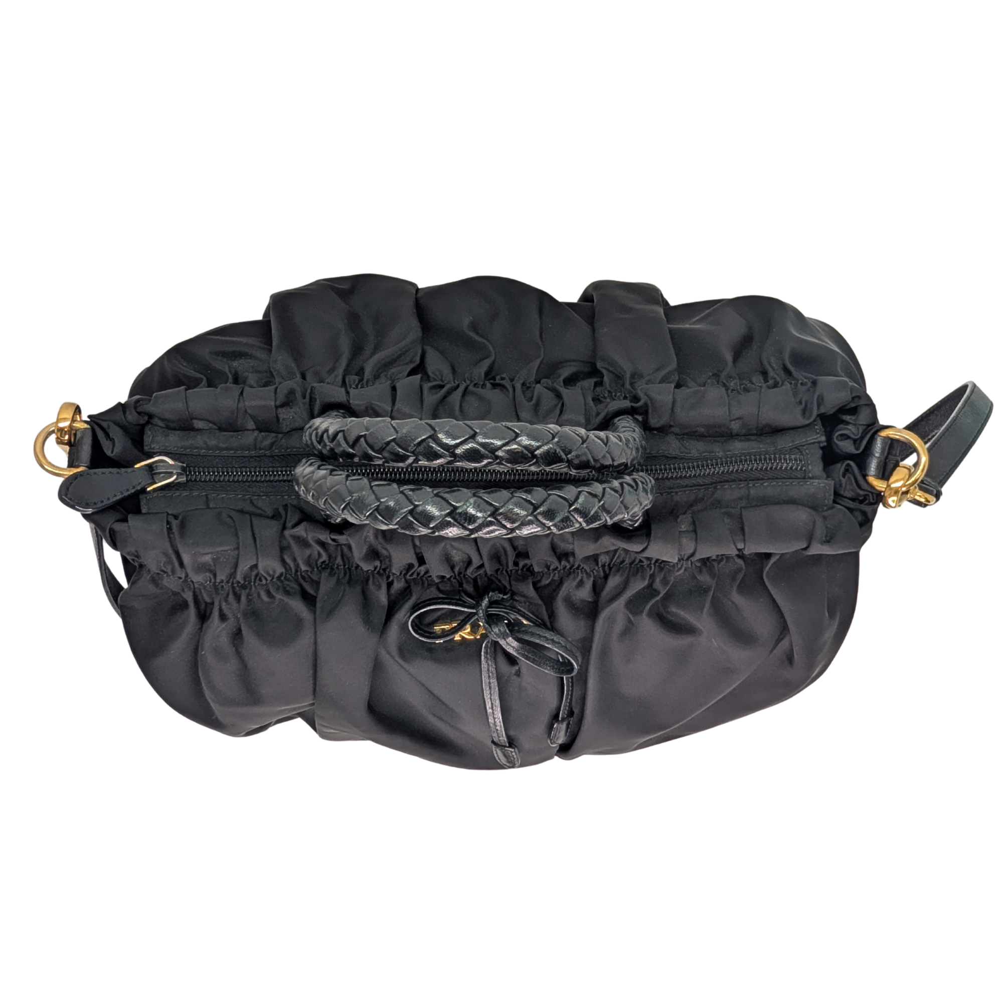 Black Prada Nylon Tessuto Top Handle Crossbody/Shoulder Bag