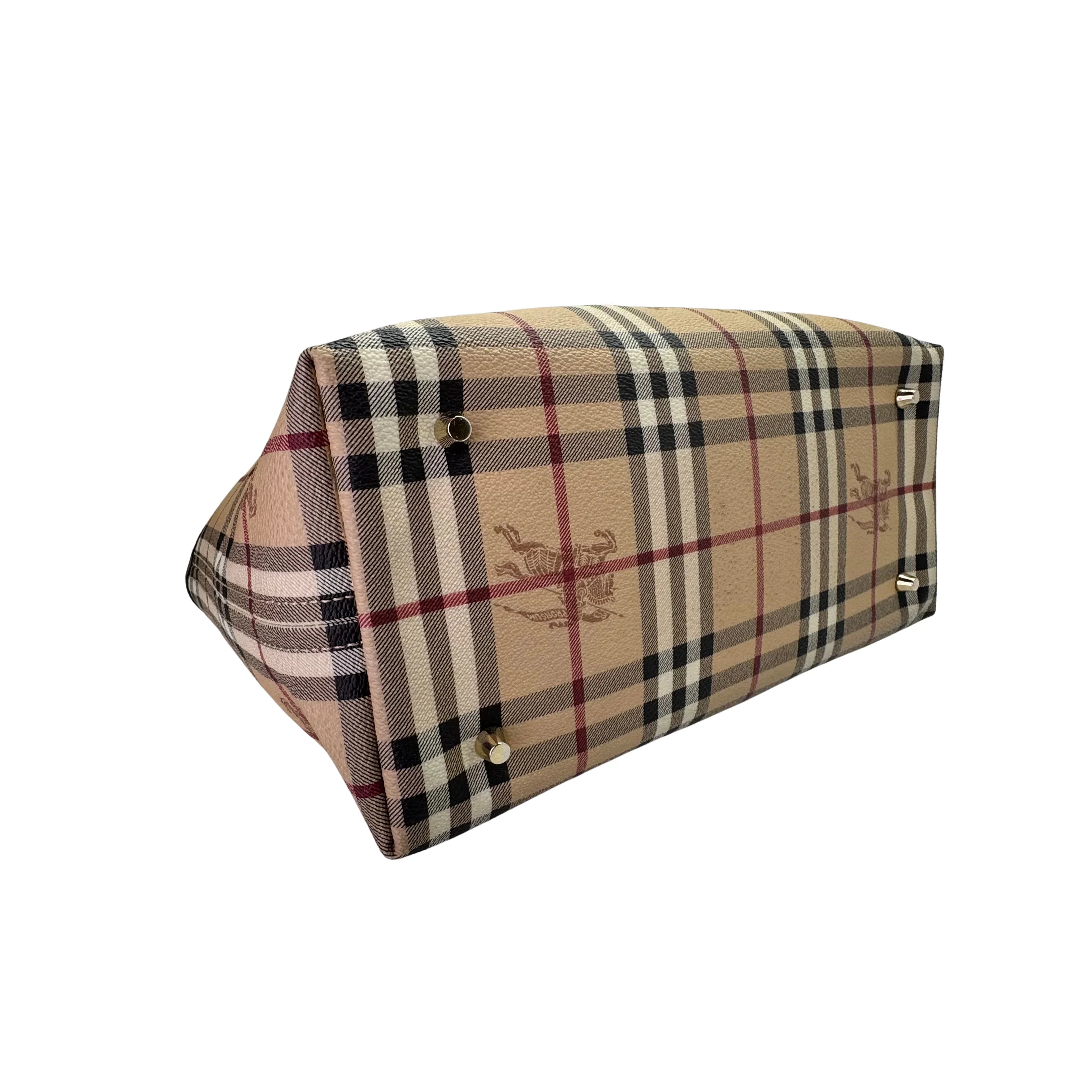 Burberry Medium Haymarket Tote Bag Beige - Lost Designer