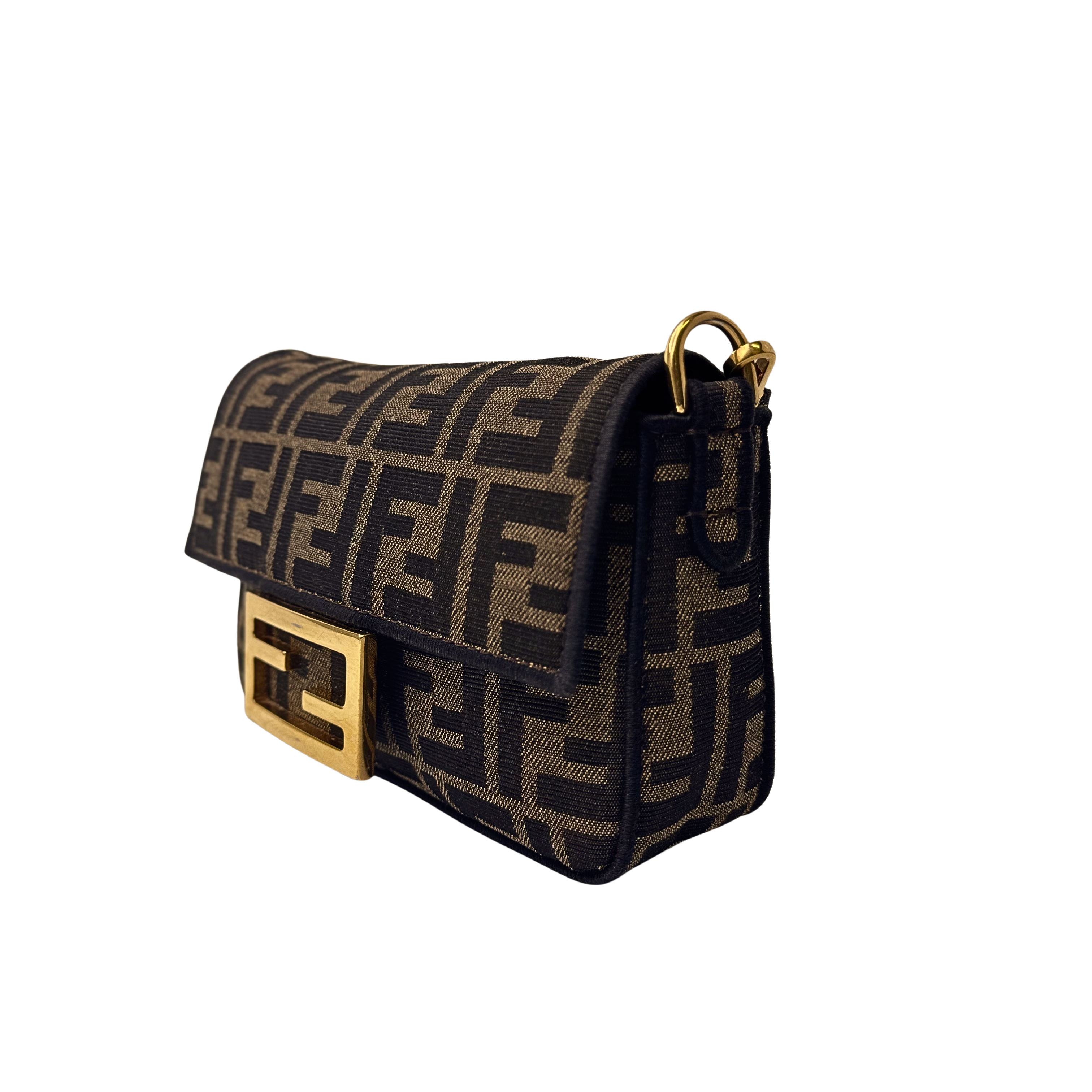 Fendi Jacquard FF Baguette Bag Canvas Brown