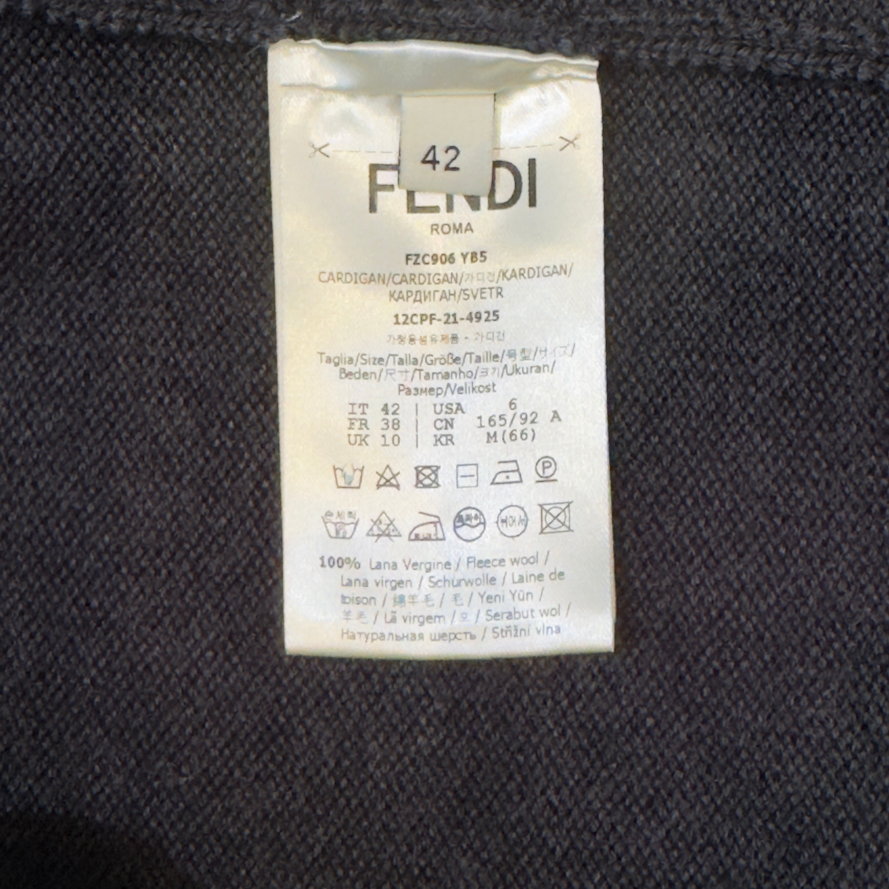 Fendi Roma Wool Cardigan Grey 42