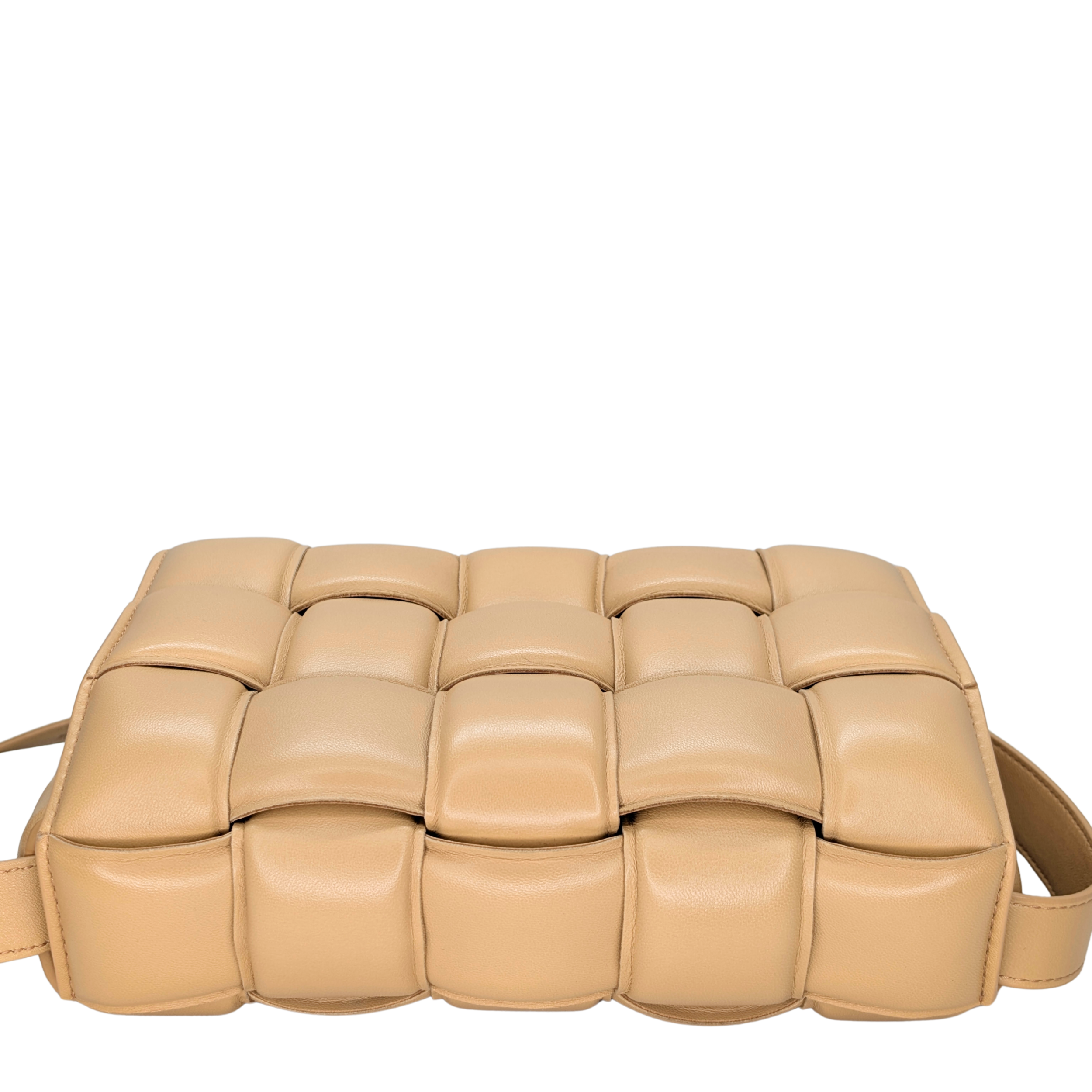 Bottega Veneta Padded Cassette Leather Crossbody Bag Beige