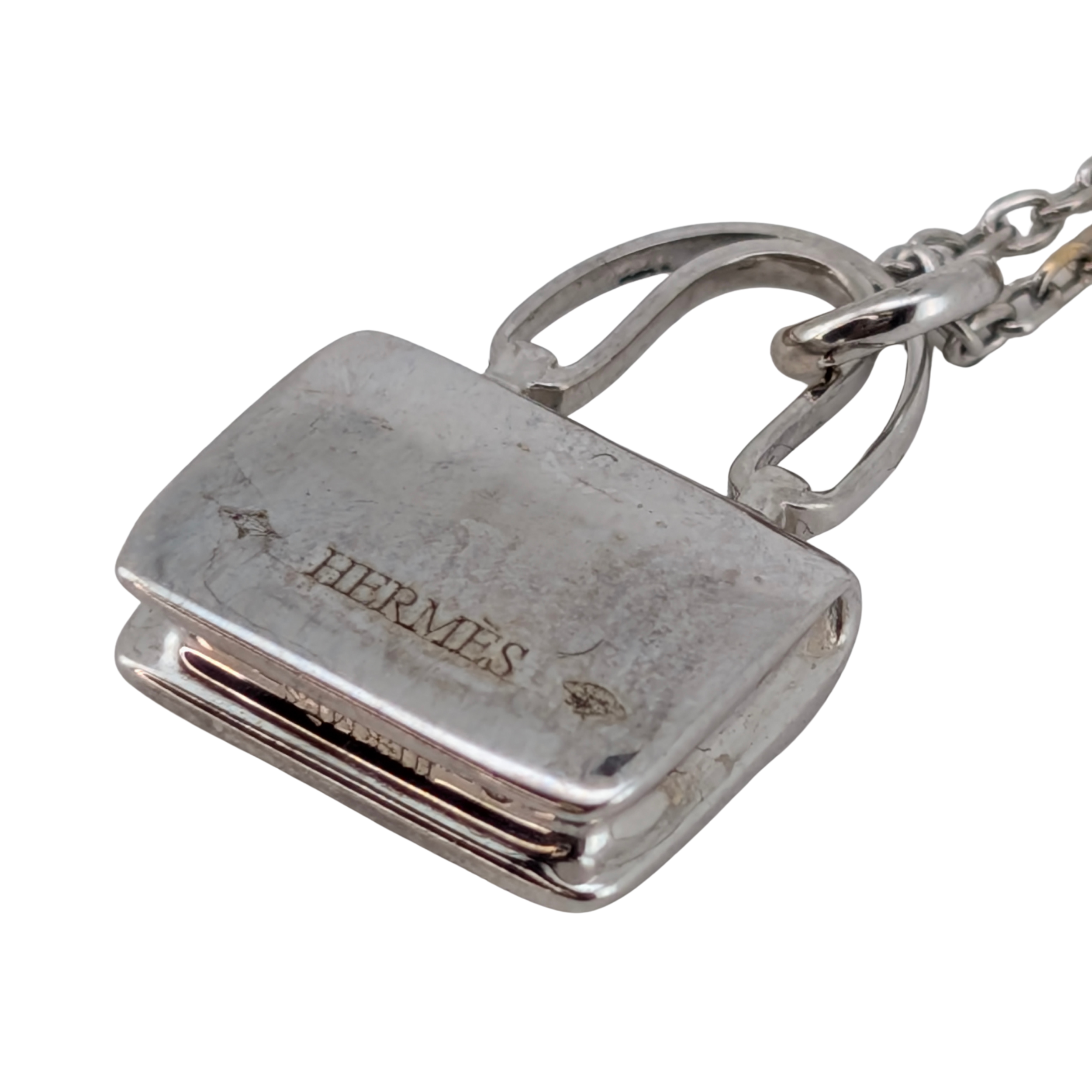 Hermes Constance Amulette Pendant Necklace 18k White Gold With Diamonds