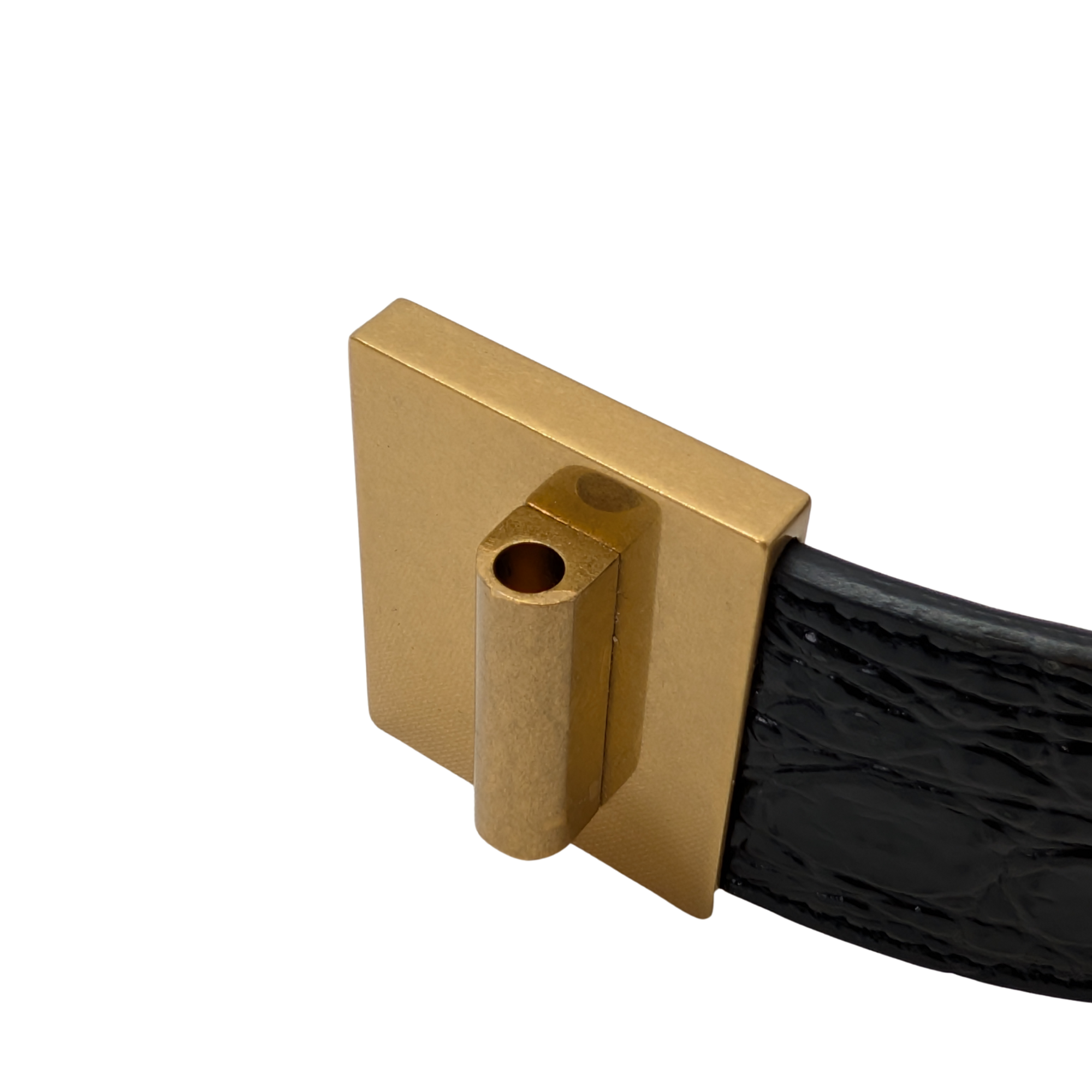 Yves Saint Lauren Embossed Crocodile Belt Black 80cm - Lost Designer