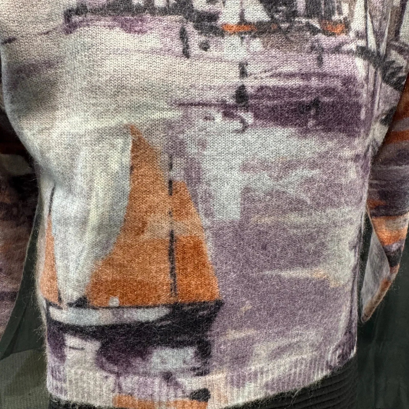Prada Painted Seaside Landscape Knit Sweater