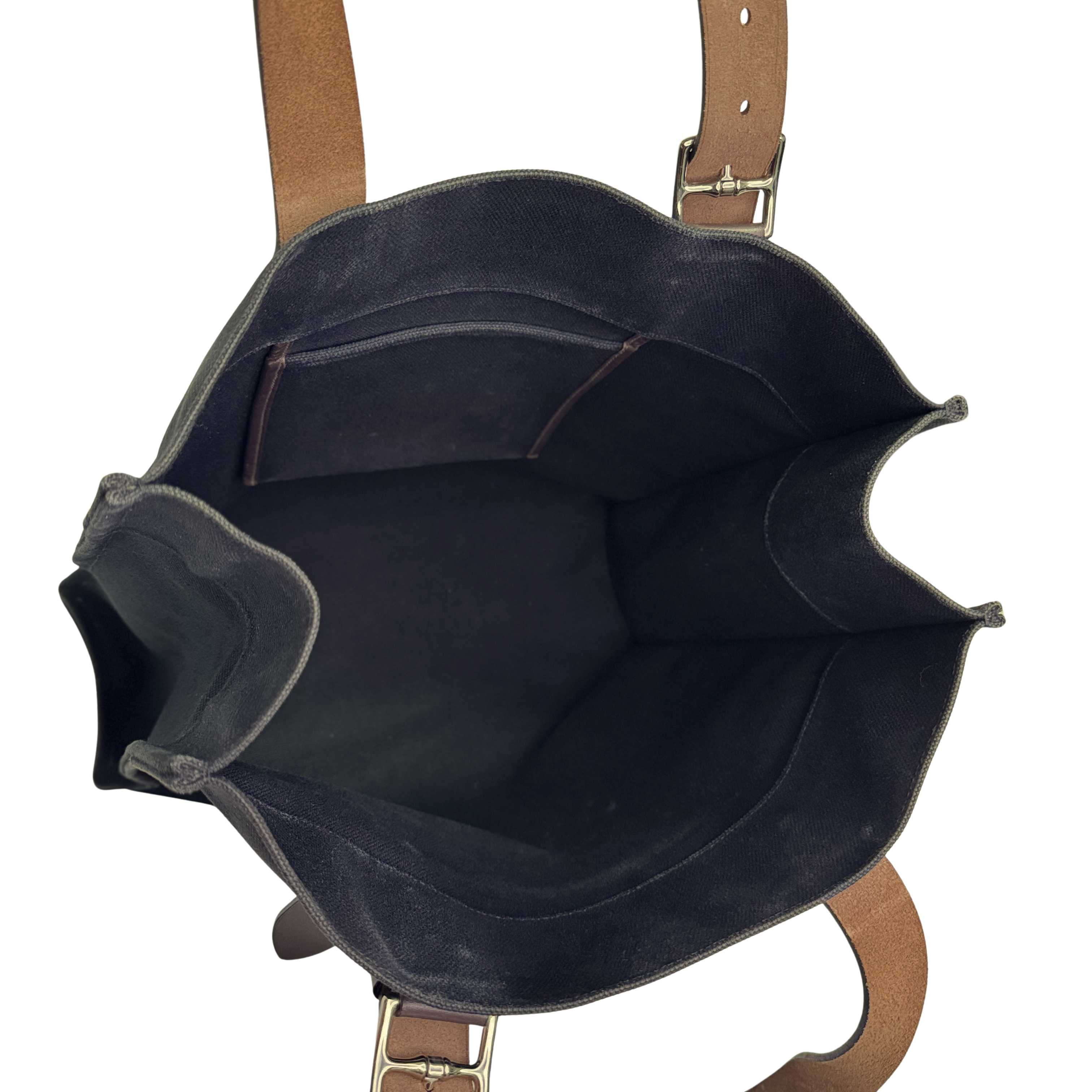 Hermés Etriviére Tote Bag Cotton Canvas Black