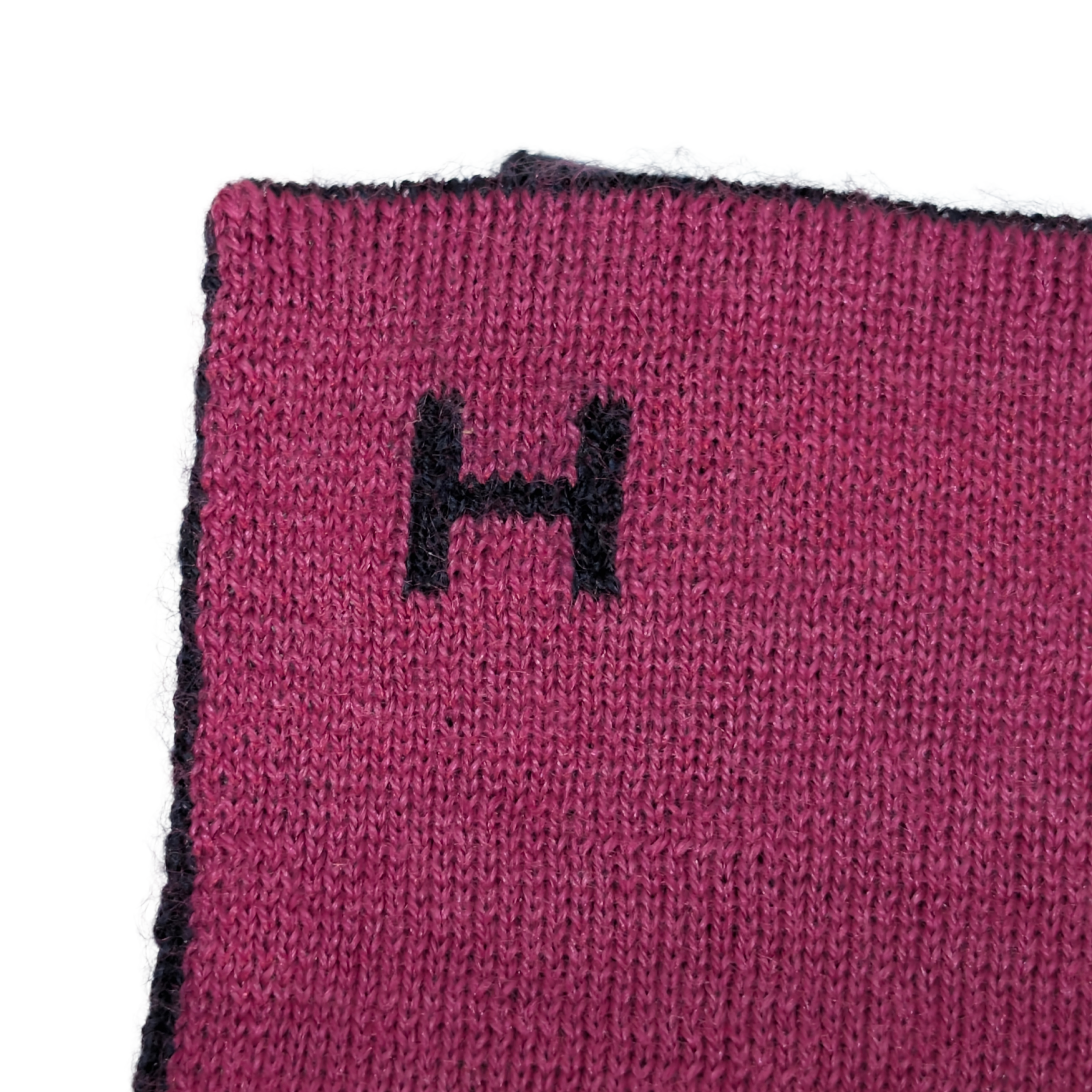 Hermès Reversible Cashmere Silk Scarf in Burgundy and Navy