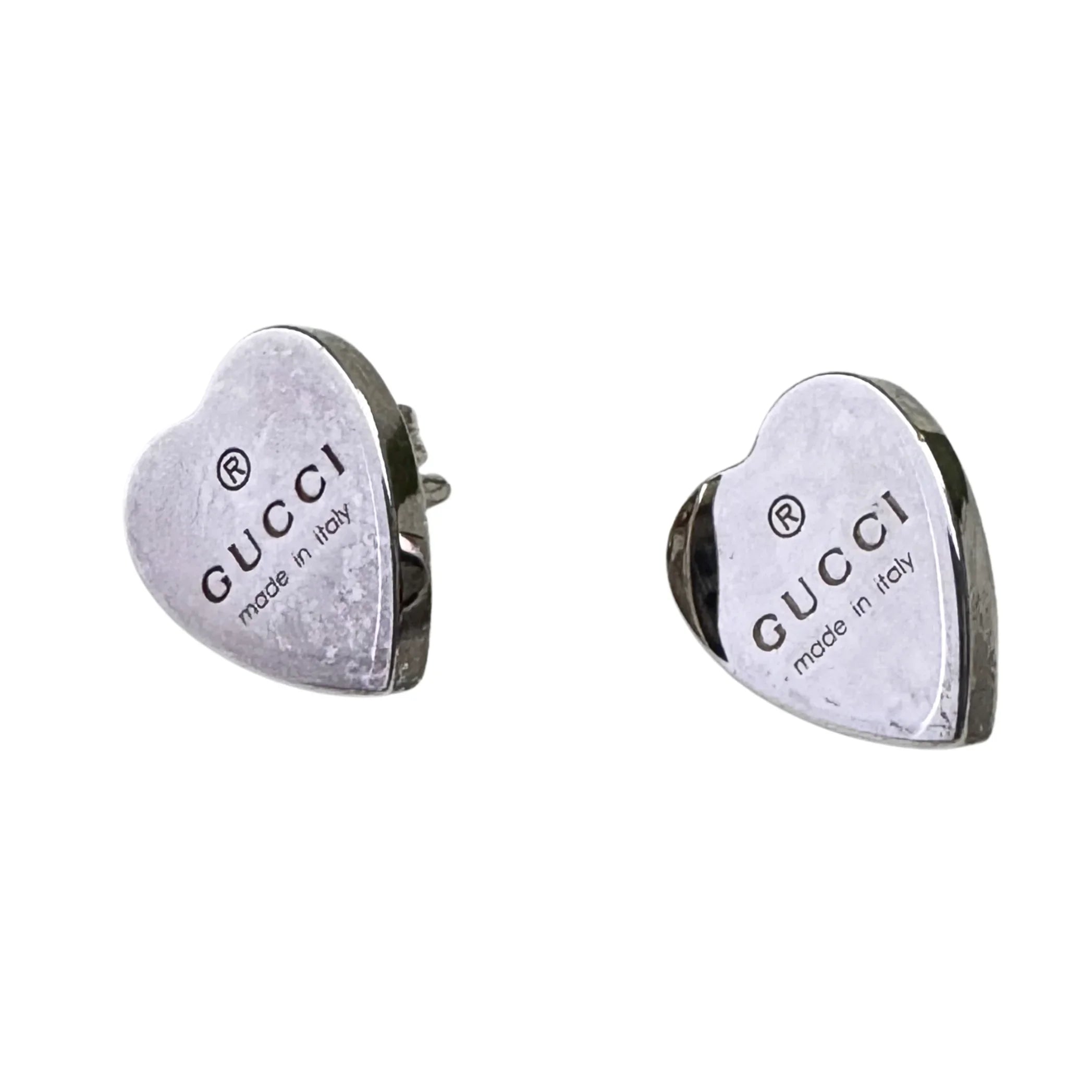 Gucci Heart Stud Earrings 925 Sterling Silver