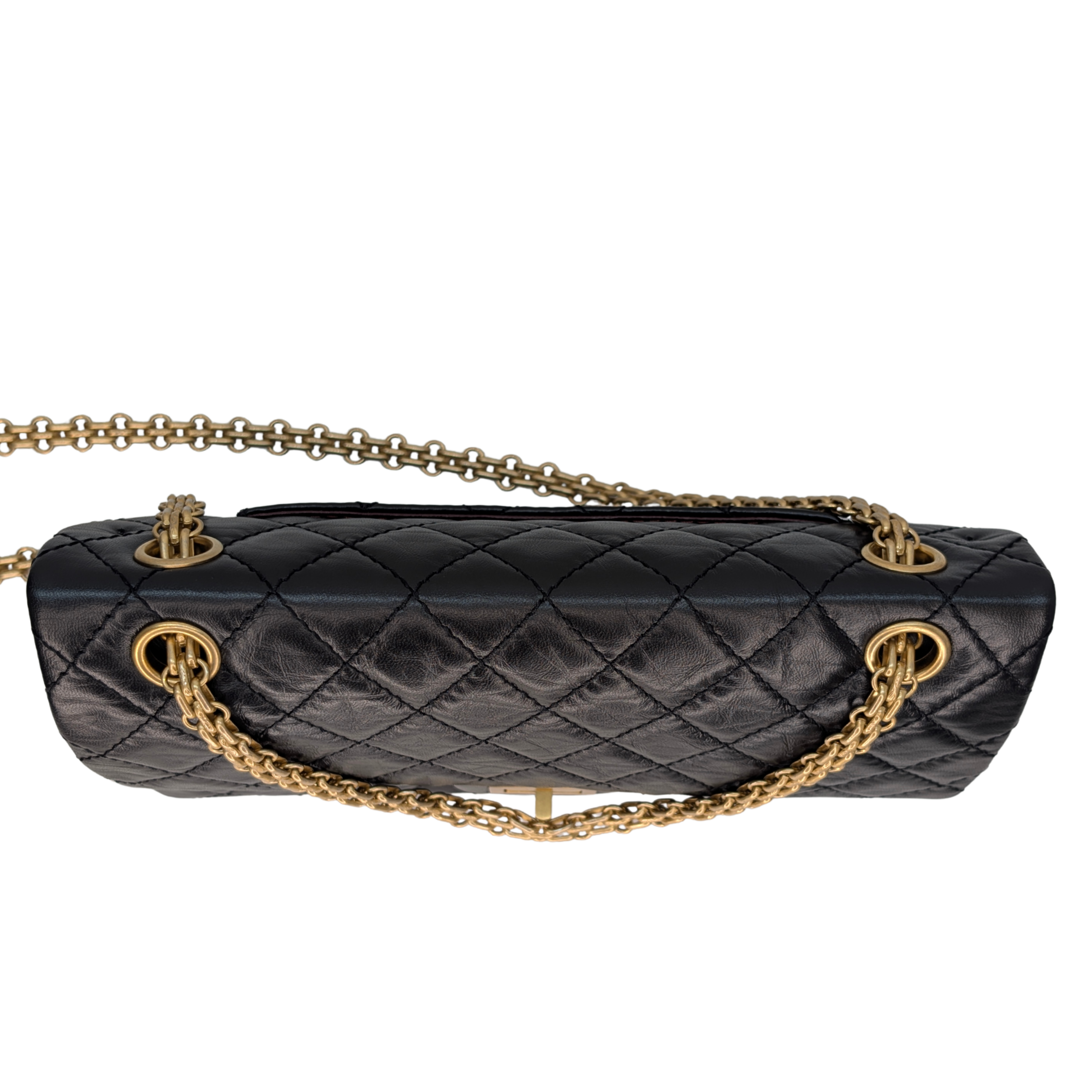 Chanel Black Distressed Calfskin 2.55 Reissue 225 Bag Black